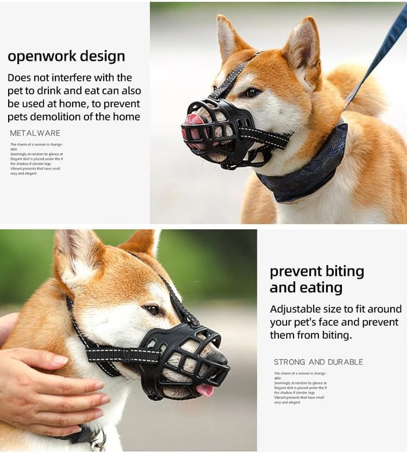 Dog Muzzle, Basket Muzzle for Small Medium Large Dogs, Soft Cage Muzzle for Biting Chewing, Allow Drinking Panting (No.4) image number 5