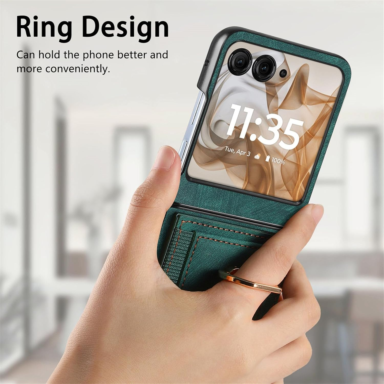 COQUE Motorola Razr 60 Mobile Phone Case with RFID Blocking Card Slot Shockproof Protective Case Cover for Motorola Razr 60 Protective Case Green - Brown image number 6