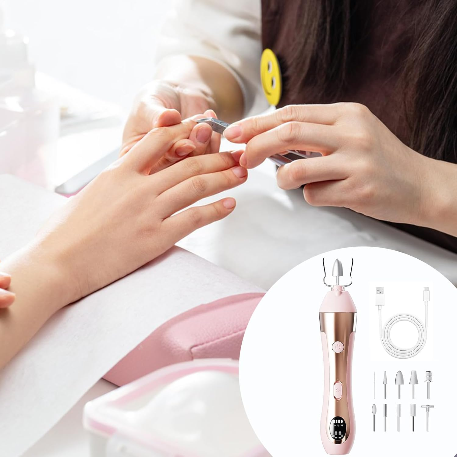 Nail Drill, Portable Nail Drill Electric Tool, 10 Speed Manicure Supplies with Led Light for Elderly Friends Beginners Family Salon Home image number 4