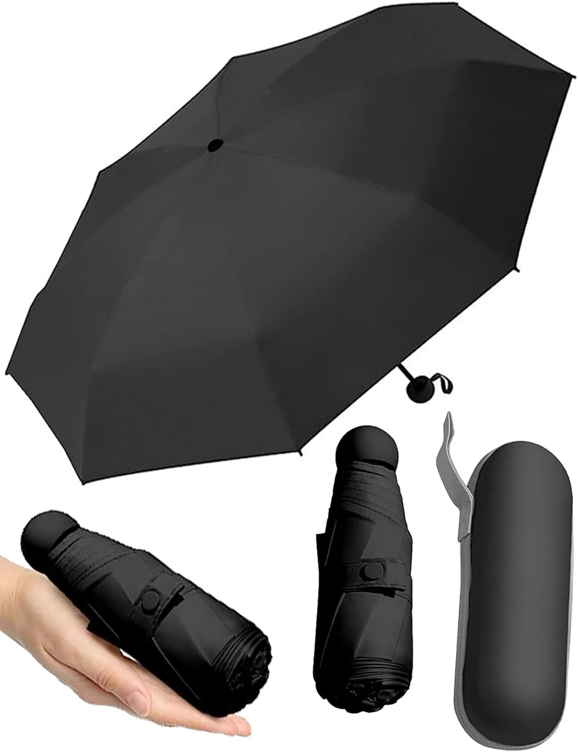 Travel Mini Umbrella, Small Compact UV Umbrella with Protective Case, Lightweight Tiny Pocket Umbrella for Purse, Sun & Rain Umbrellas Mini Travel Windproof Umbrella with 95% UV Protection
