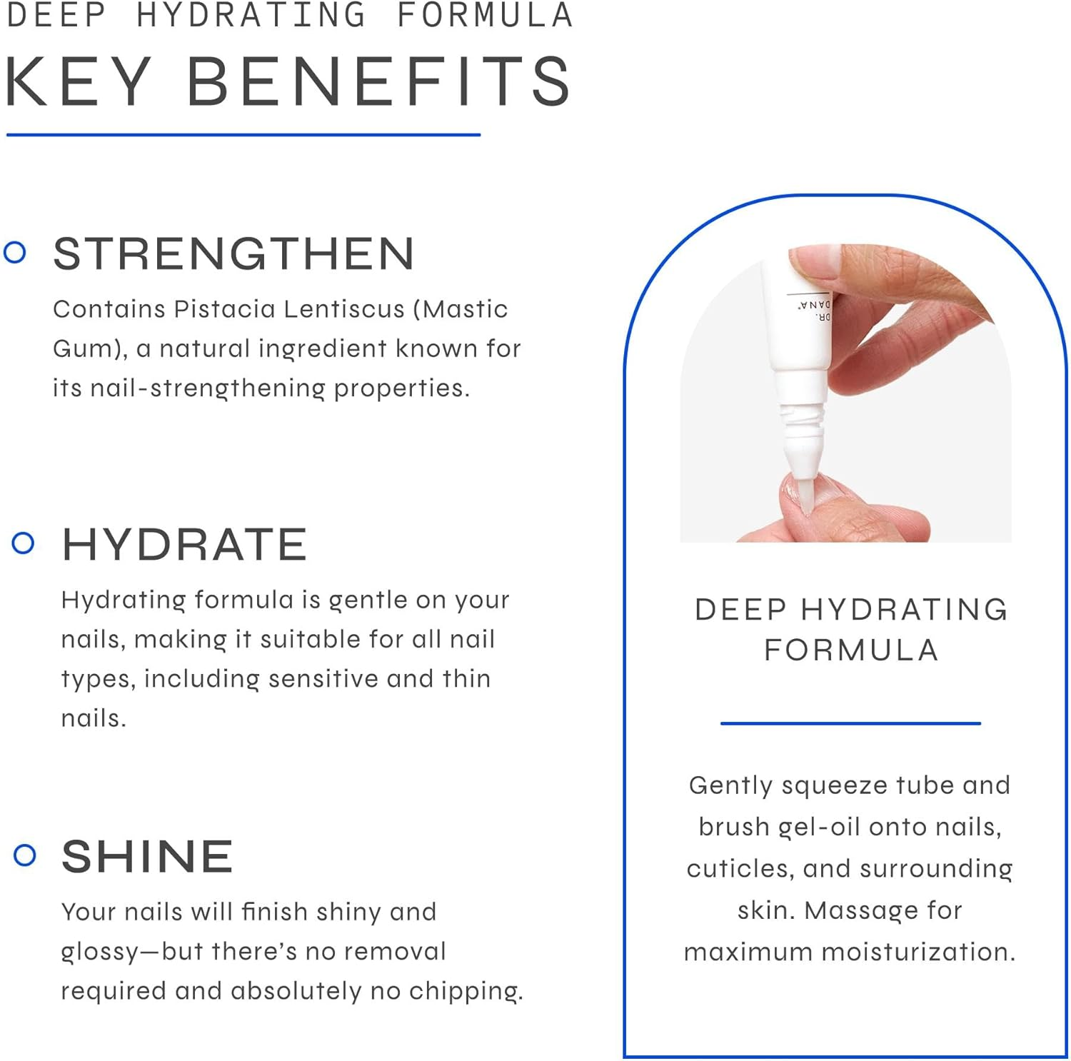 Dr. Dana Hydrating Nail Treatment and Natural Nail Strengthener for Instant Shine and Lustrous Healthy Nails - Non Greasy Gel Oil Hybrid Formula - Nail Growth and Repair image number 1