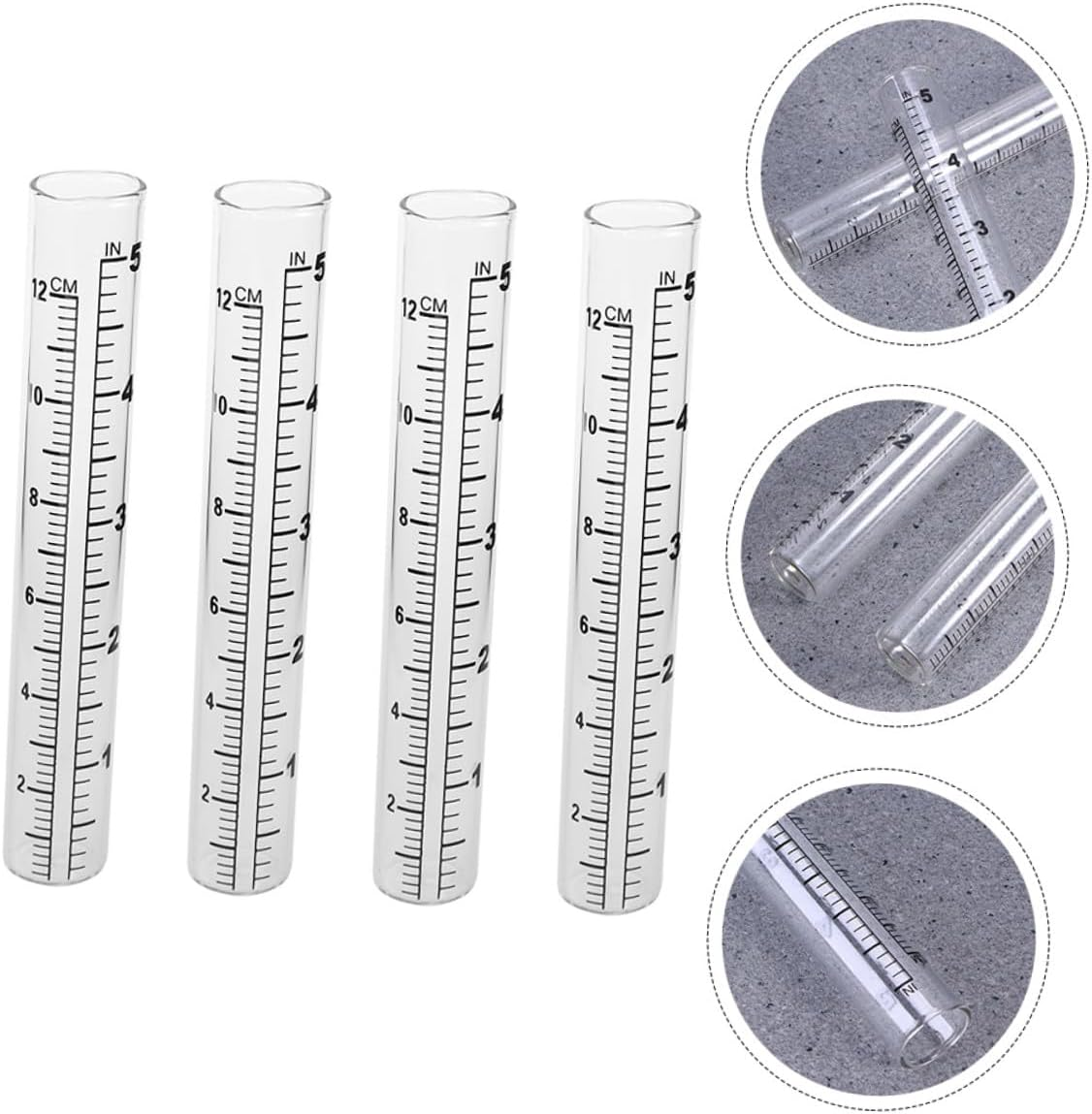 Balacoo 4Pcs Glass Rain Gauge Tubes Clear Measuring Containers for Outdoor Home Garden Precipitation Measurement Weather Rainfall Instrument image number 1