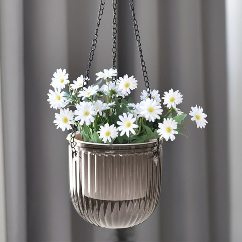 Yarnow 3Pcs Resin Hanging Flower Pots with Self-Watering Design and Drainage Holes for Indoor and Outdoor Planting image number 6