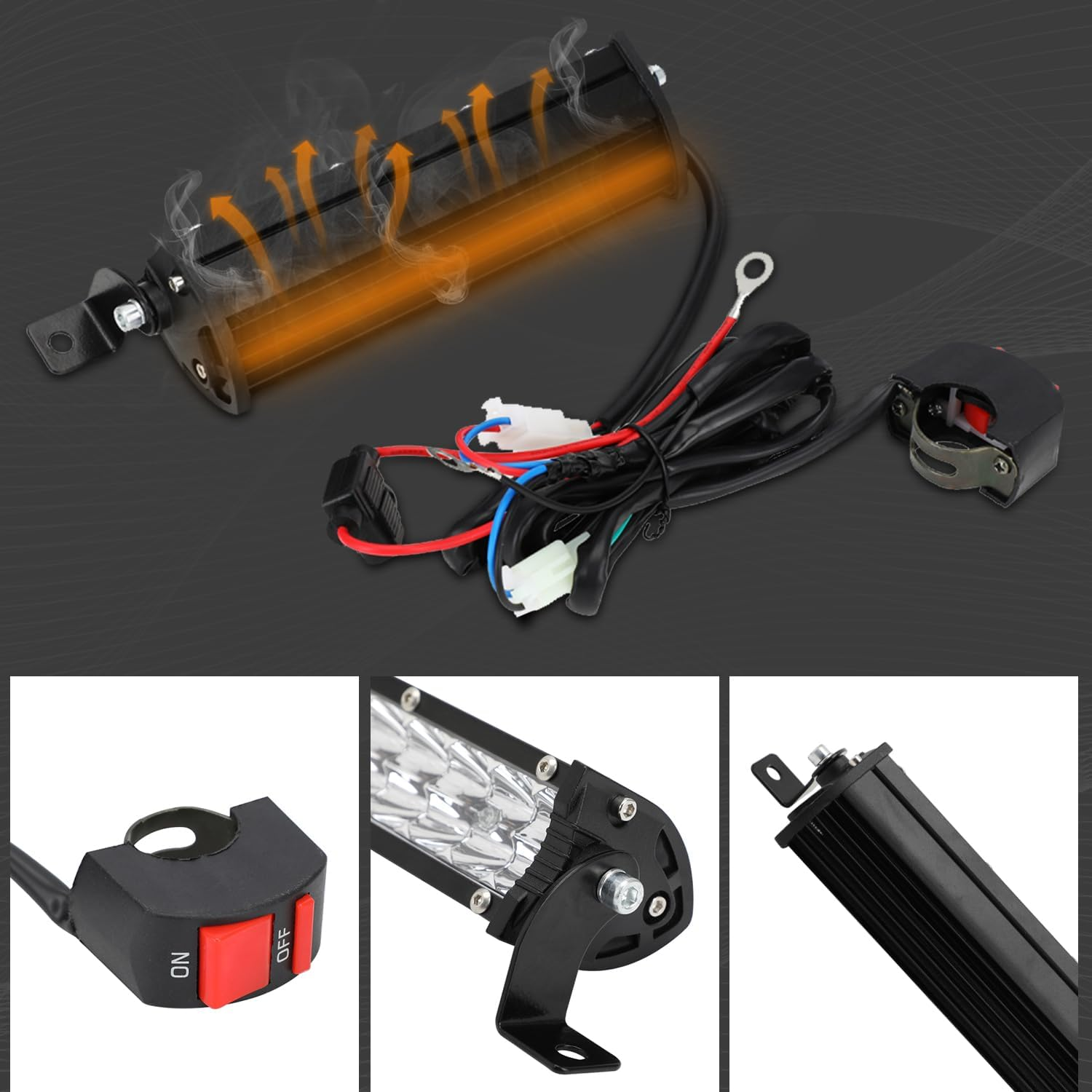 Dirt Bike Light Bar,Dual Row 7 Inch 10-30V Led Light Flood Spot Combo Beam with Wiring Harness Kit for Dirt Pit Bike Enduro ATV E-Bike Sur Ron Motocross