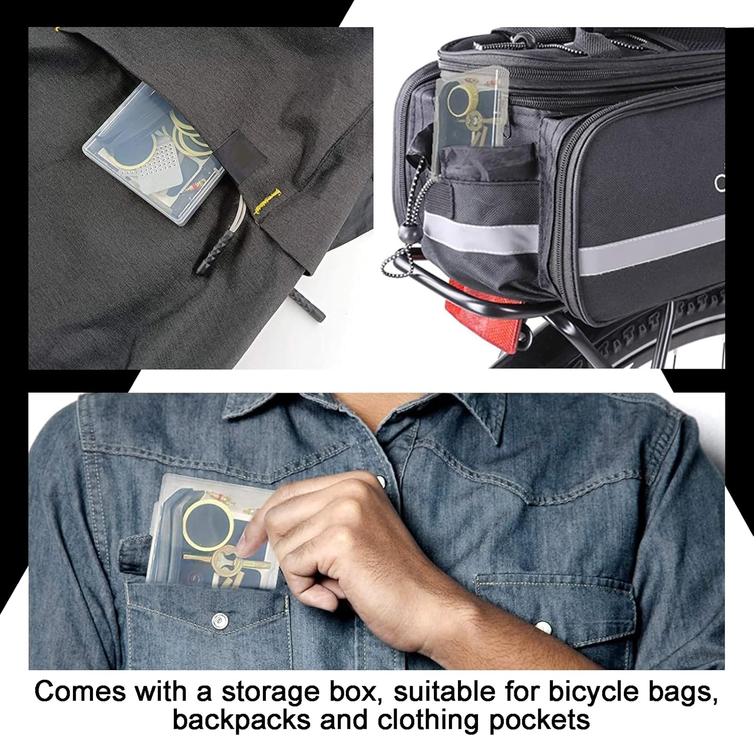 Hrenvaxil Puncture Repair Kit, Tyre Repair Kit for Road and Mountain Bikes Inner Tyre, Self - Adhesive Bike Puncture Repair Patches with Metal Rasp and Box image number 6