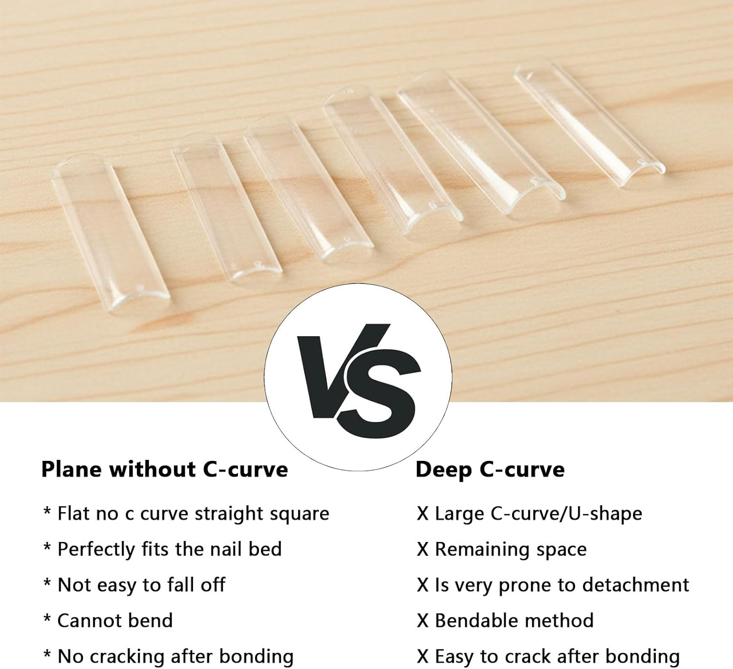 Extra Long No C Curve Straight Square Half Cover Nail Tips, 500 Pcs 10 Sizes for Acrylic & Gel Extensions - Jotron image number 2