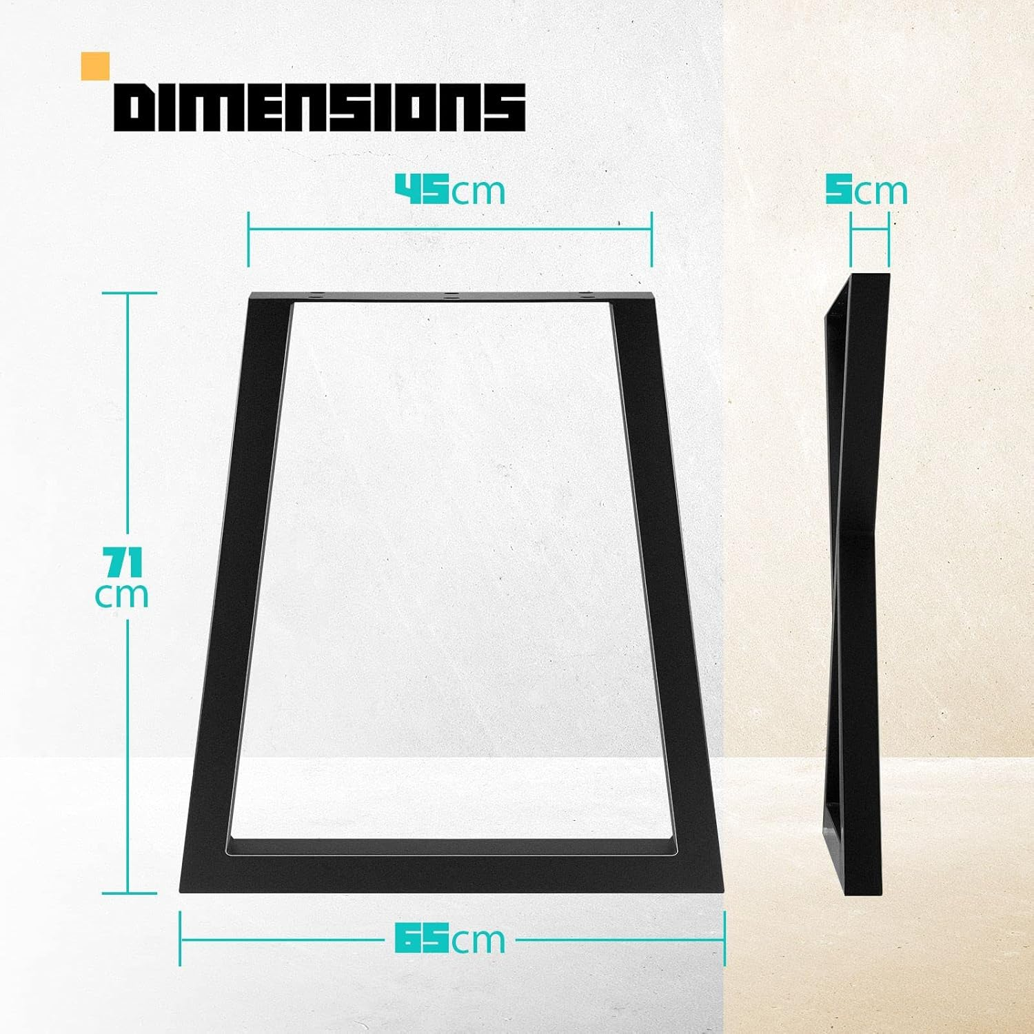 Luxsuite 2PCS Steel Table Legs Metal Desk Trapezoid Leg Feet Base Heavy Duty for Dining Coffee Tables DIY Furniture Legs Industrial Style 71Cm Height Black image number 2