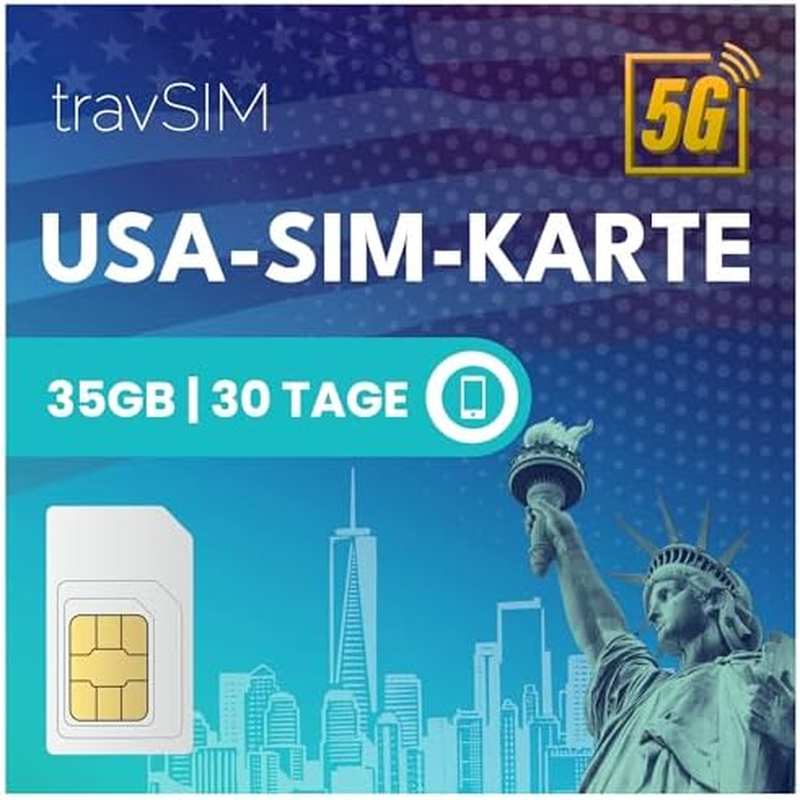 Travsim USA SIM Card | 35GB Mobile Data with 4G/5G Speeds for the USA - Full Access to Google, Facebook, Whatsapp & More | SIM Card USA Plan with 30 Days Validity image number 2