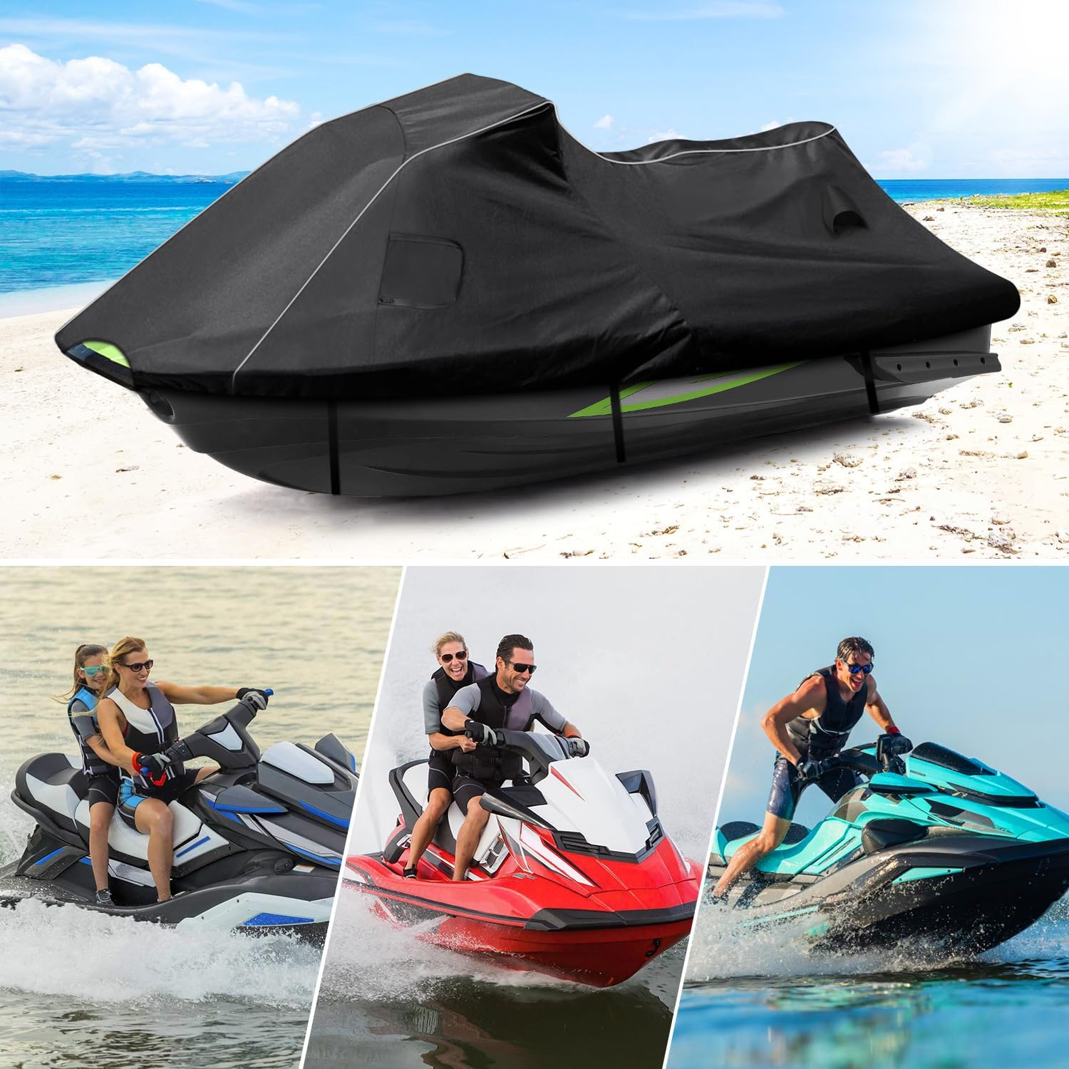 For Yamaha 2019-2022 FX Cruiser SVHO/FX Cruiser HO Jet Ski Cover Trailerable Cover with Waterproof Zipper 600D Oxford PU Waterproof UV Proof Jetski Waverunner Covers image number 2