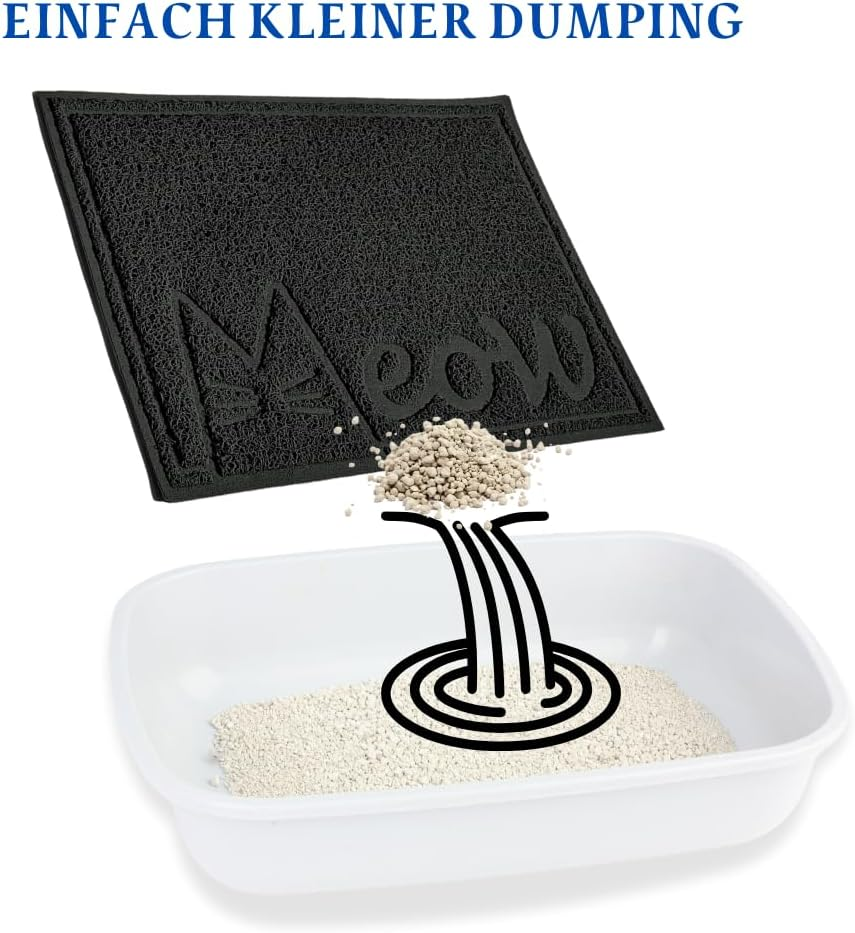Janyoo Cat Litter Mat, 40 X 30 Cm, PVC Waterproof Cat Mat, Cat Litter Tray with Non-Slip, Cat Litter Tray for Litter Catcher, Urine Waterproof (Black) - Gray image number 3