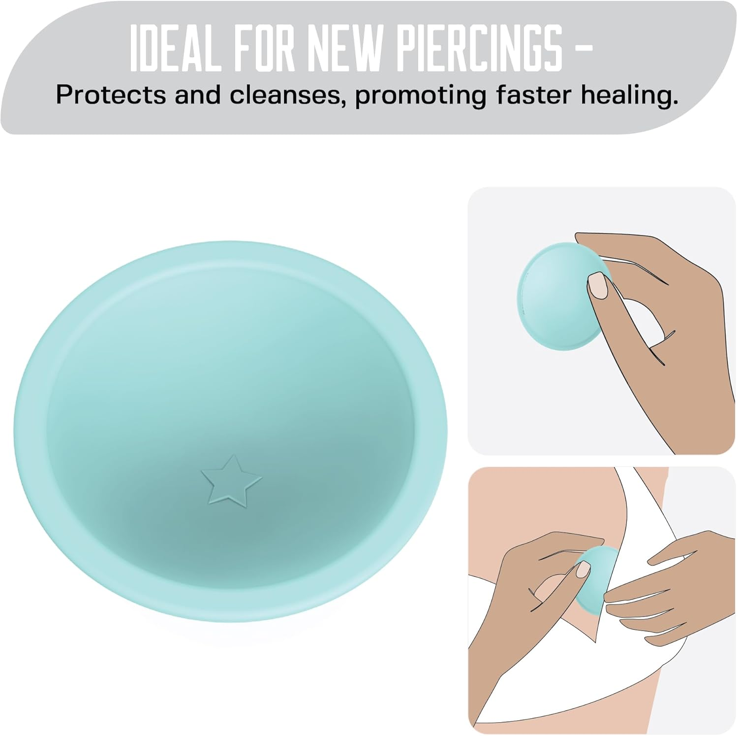 Base Laboratories Nipple Piercing Aftercare Soaker Set | Hands-Free Nipple Piercing Cleaner | Nipple Piercing Kit for Women | Cracked Nipple Care | 2 Silicone Cups