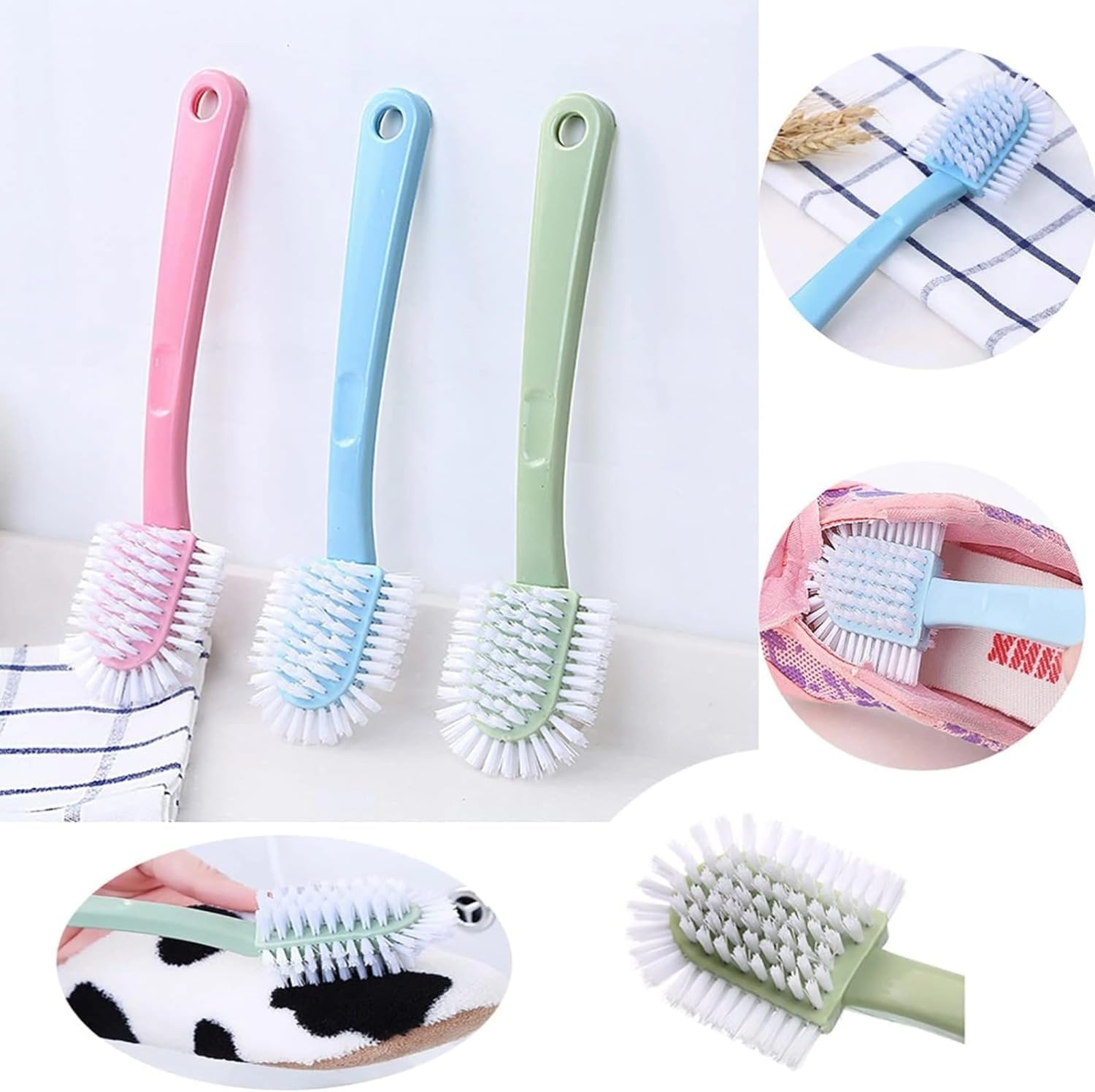 Lyfengdeam 4 Pack Non Damaging Shoe Brush,Multifunctional Long Handle Hard Shoe Washing Brushrush,Household Cleaning Laundry Brush image number 3