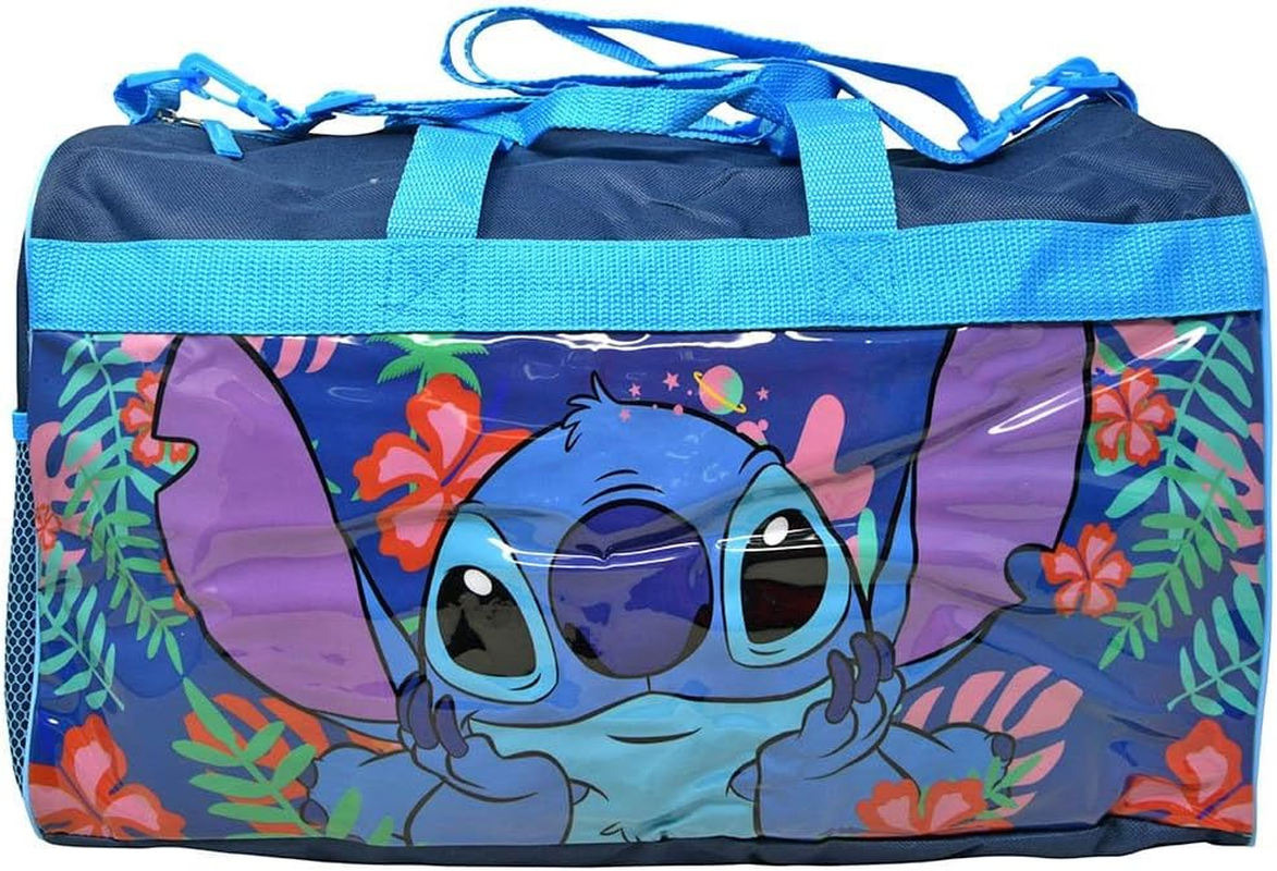 Lilo and Stitch Duffle Bag Set for Kids - 4 Pc Bundle with Stitch Luggage Carry on Suitcase Bag, Lilo and Stitch Stickers, Tattoos, and More | Stitch Travel Activity Set, Stitch Luggage, Stitch Duffle image number 1