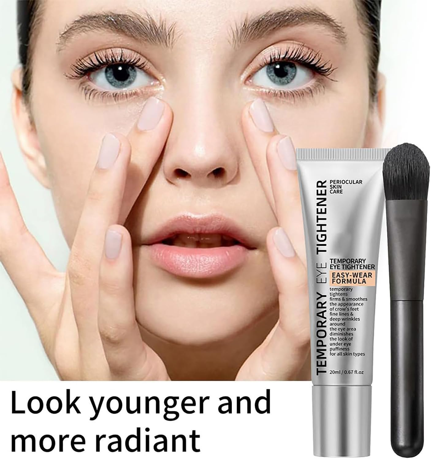 Eye Tightener with Brush, Instant & Temporary under Eye Tightener Cream, Instant Firming Formula for Fine Lines and Wrinkles, All Skin Types, 20G (1PC) image number 5