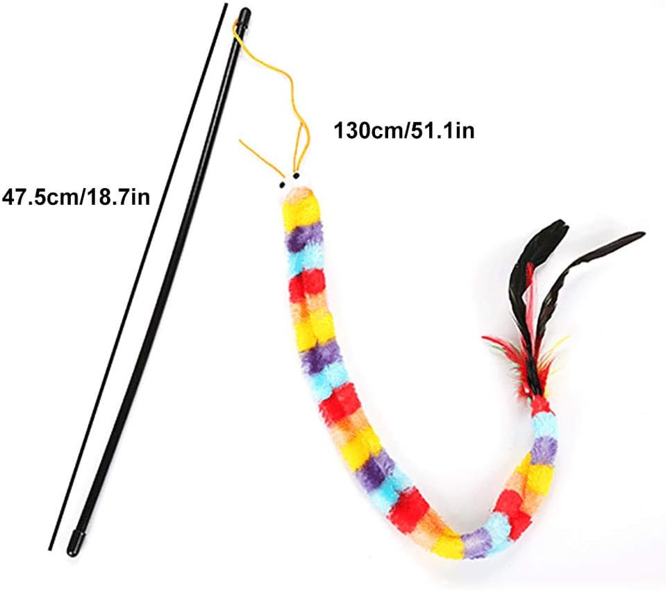 Funny Cat Toy Fishing Rod Kitten Cat Pet Toy Stick Teaser Rainbow Streamer Interactive Cat Play Wand with Feather Toys for Cats|Cat Toys| - 10 image number 6