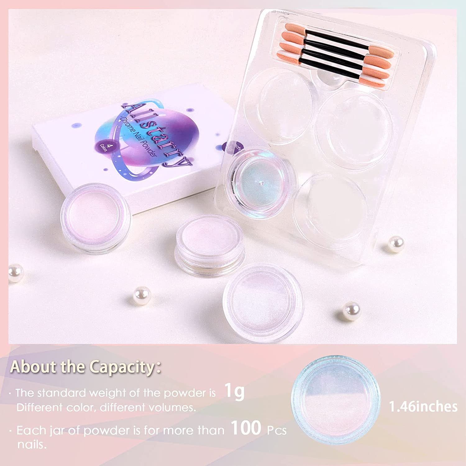 Allstarry Chrome Nail Powder Metallic Mirror Effect Pigment Iridescent Aurora, Mermaid Pearl Glitter Dust Kit for Gel Polish Nail Art Decoration, Resin Craft- Violet Green Emerald image number 5