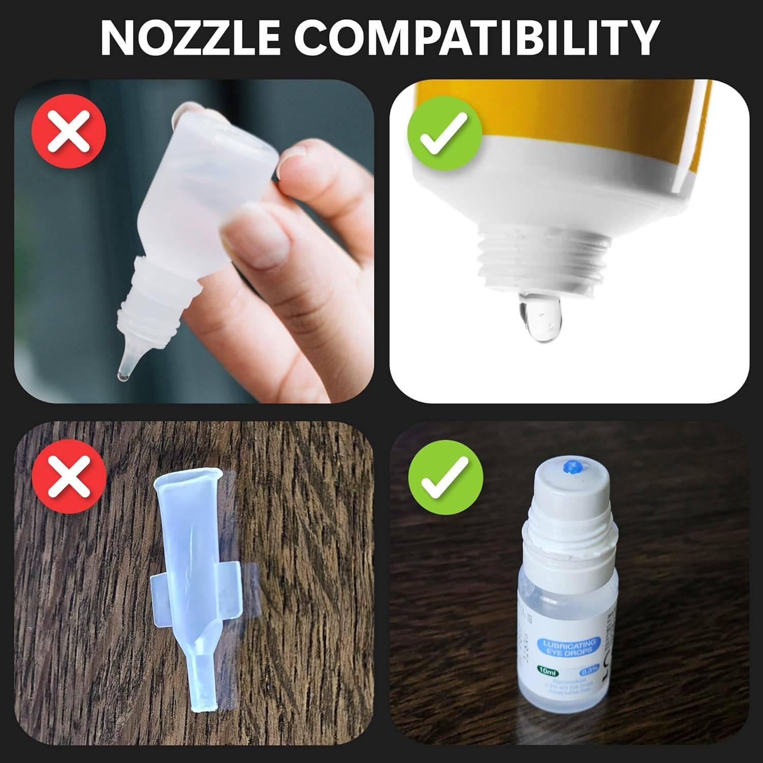 Ezidrops Eye Drop Dispenser - Suitable for Wide/Flat Head Bottles Only - No More Involuntary Blinking and Fluids Wastage! - Reusable Easy Eye Drop Applicator from Young Children to Elderly (Blue)