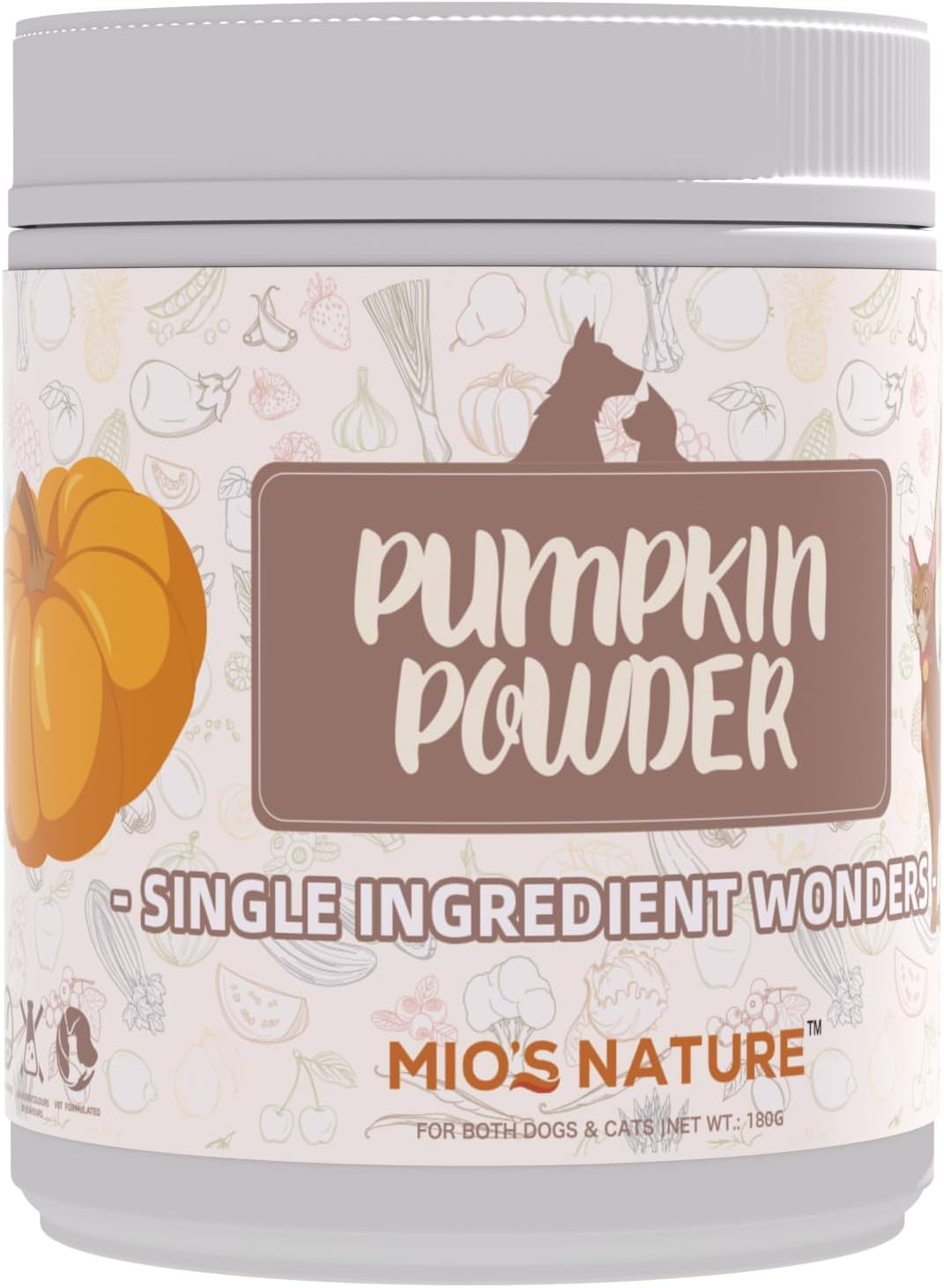 Mio'S Nature Pumpkin Powder 180G - Alleviate Gas, Diarrhea and Upset Stomach - Addresses Soft Stools, Constipation - for Dogs and Cats image number 3