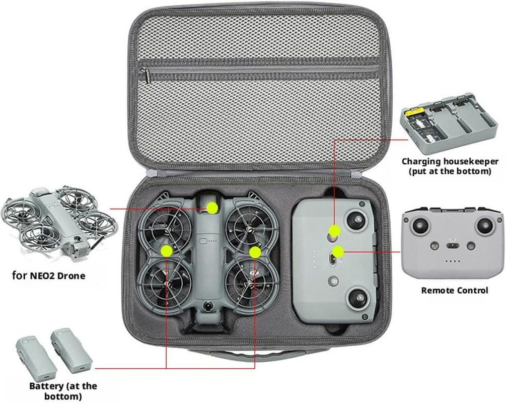 Case for DJI Neo 2, Hard Carrying Case for DJI Neo2, Portable Travel Storage Shoulder Bag Large Capacity - Gray image number 4