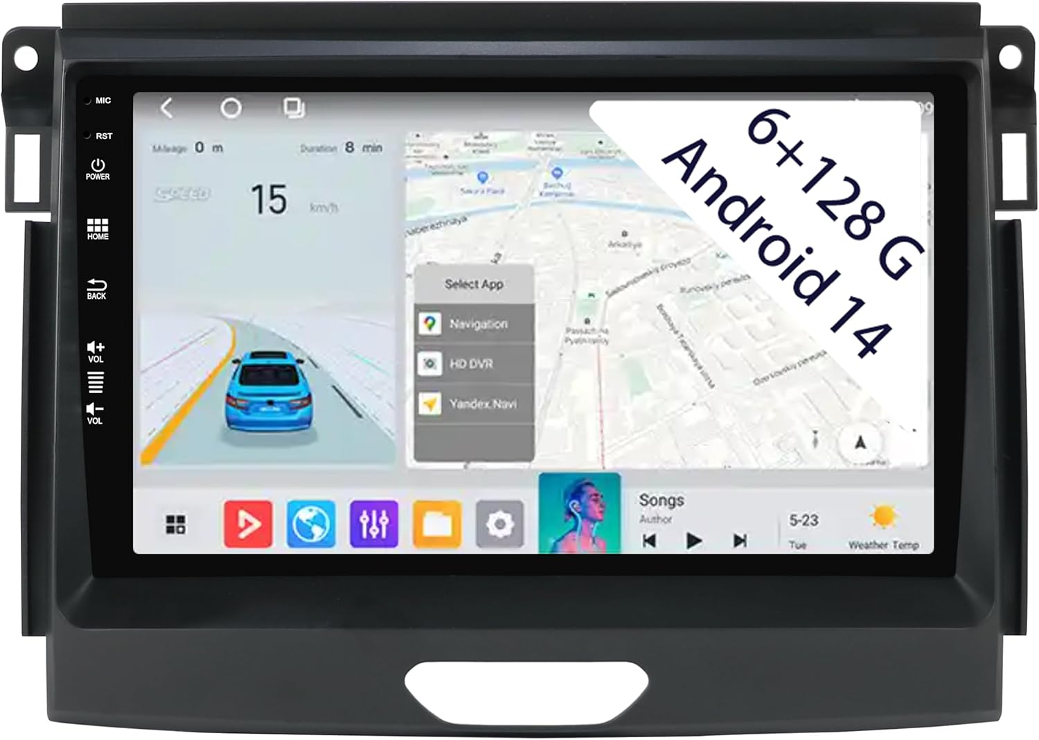 [6+128GB] 9" Android 14 Autoradio for Ford Ranger 2015 2016 2017 2018 2019 2020 Radio Stereo Carplay Wireless Car Play GPS Auto Navi Screen Bluetooth Navigation Player Touchscreen Mirror Link FM DSP image number 2