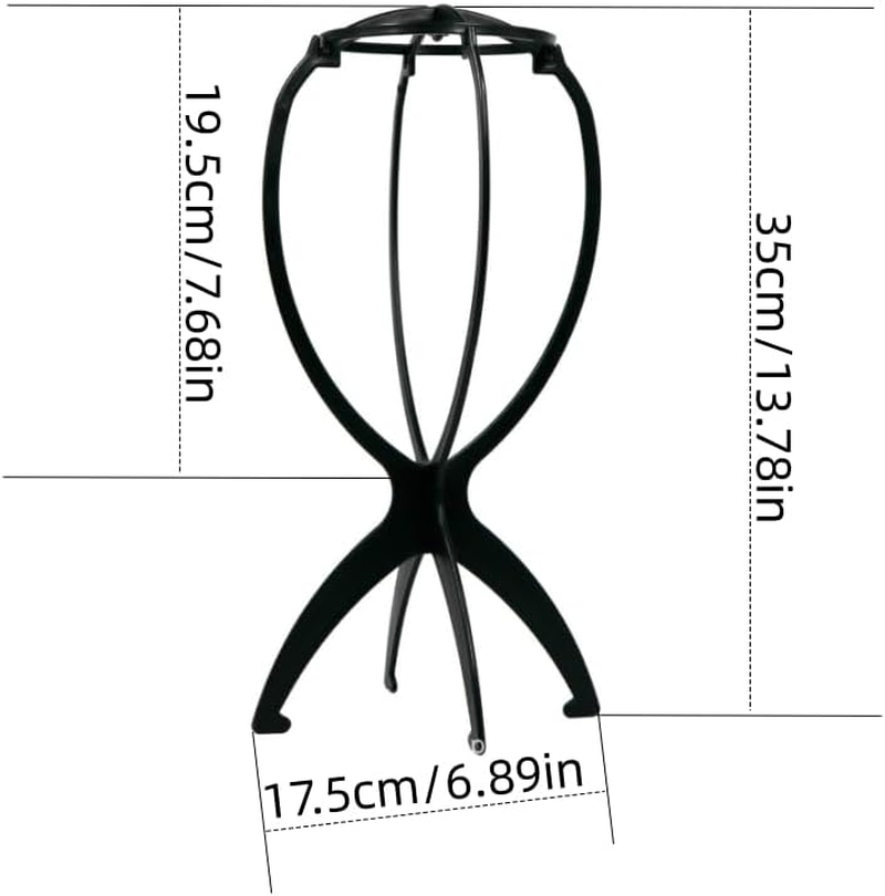 Changyeah Wig Stand 13.8 Inches Wig Holder,2 Pcs Stand Stable Wig Holder Durable Folding Hat Cap Display Tool Wig Hair,Collapsible Wig Dryer, Durable Wig Holder, Travel Wig Stands (Black) image number 2