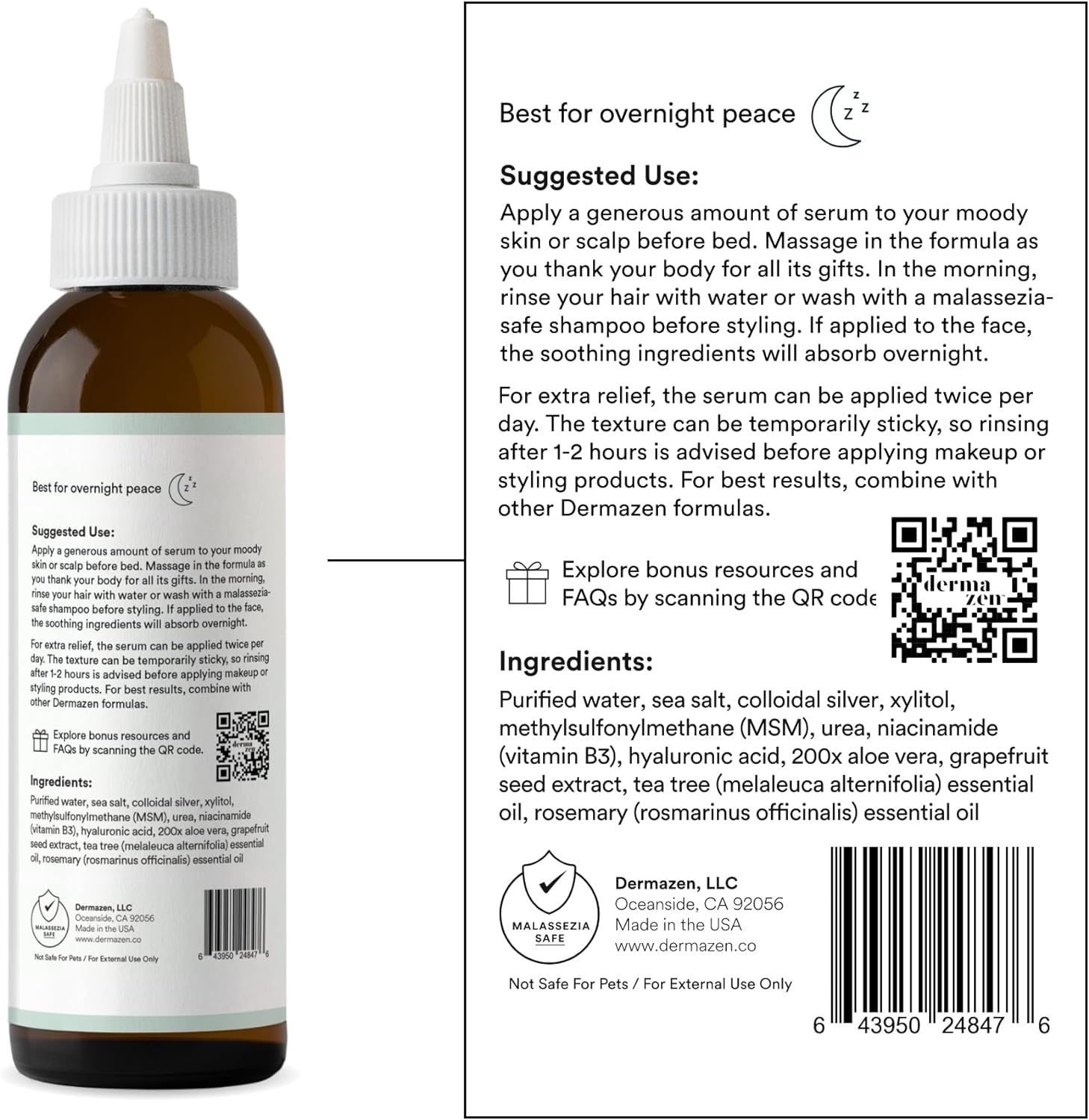 Dermazen Calming Seborrheic Serum, Dermatologist Recommended, Topical Serum for Hair, Face, and Body (4Oz) image number 6