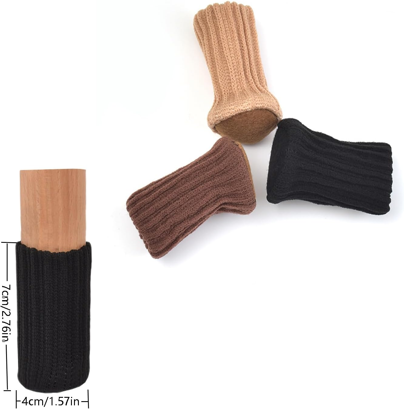 Taicols Chair Leg Socks, 40 Pcs Furniture Socks, Chair Covers for Legs, Chair Leg Floor Protectors, Furniture Sliders for Chair Legs, Furniture Cups Table Feet Cover, Knitted Chair Feet Socks (Beige)