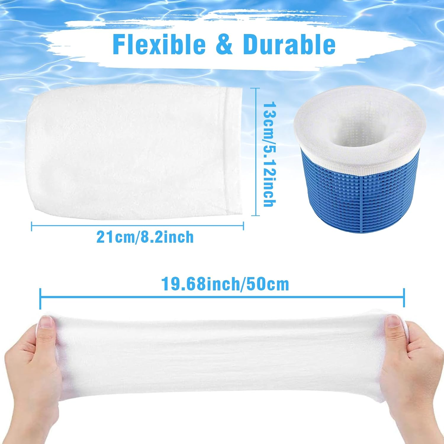 FIOHIROS 20-Pack Pool Skimmer Socks,Mesh Filter Socks for Skimmer Baskets,Effective and Easy Maintenance Pool Skimmer Basket image number 6
