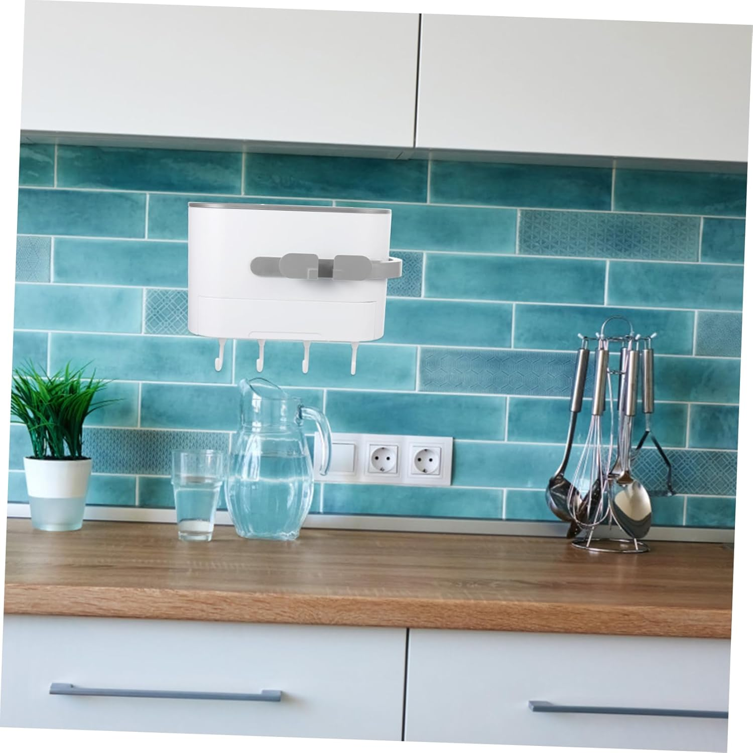 Outanaya Bathroom Wall Rack Hair Dryer Support Storage Multi-Function Hair Dryer Holder image number 6