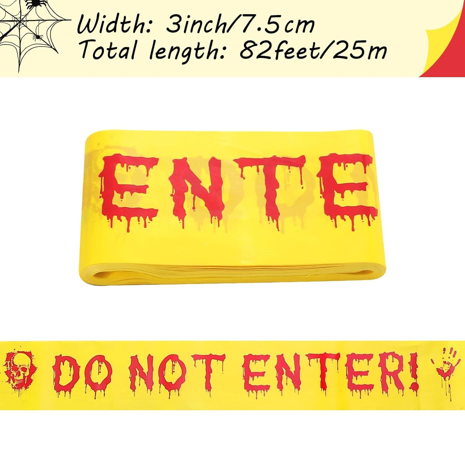 Halloween Decorations Caution Tape 3Inch X 82Feet Do Not Enter Scary Warning Tape for Crime Scene Indoor & Outdoor Decor Halloween Party Decorations Haunted House Danger Zones image number 4