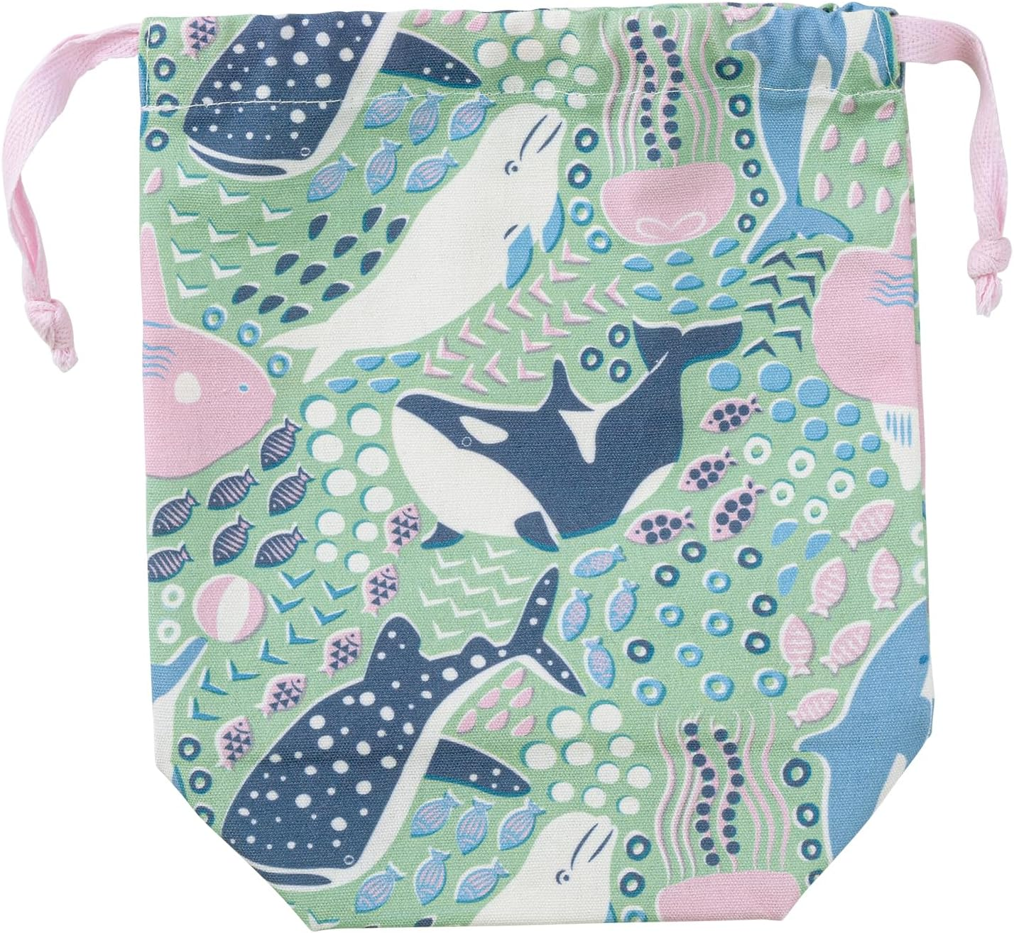 Ribuha Ao 32705-52 Aqua Huge in the SEA Drawstring Pouch, Approx. W 6.7 X D 3.0 X H 7.9 Inches (17 X 7.5 X 20 Cm), Accessory Case, Stylish, Water Creatures Pattern