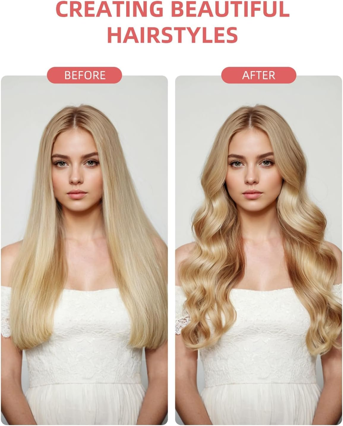 Thermal Brush, Curling Iron for Long Dry Hair, 110-220V Heated round Brush with 10 Temp Settings, 30S Fast Heat for Curling & Volumizing & Straightener, Anti-Scald Nylon Bristles，Au Plug image number 5