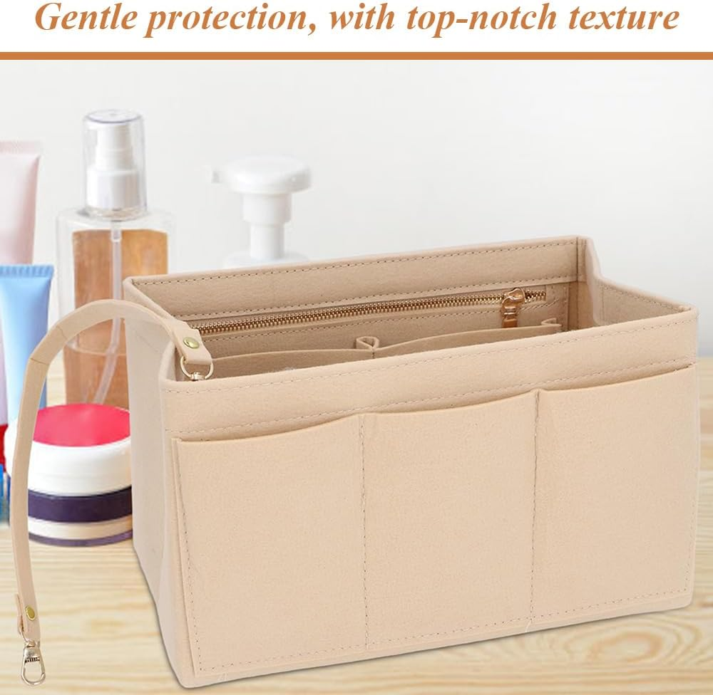 MOTRAIN Removable Makeup Handbag Insert/Storage Plugin,Inner Bag of Bag Felt Cloth Cosmetic Bag,Felt Purse Organizer Insert for Handbag