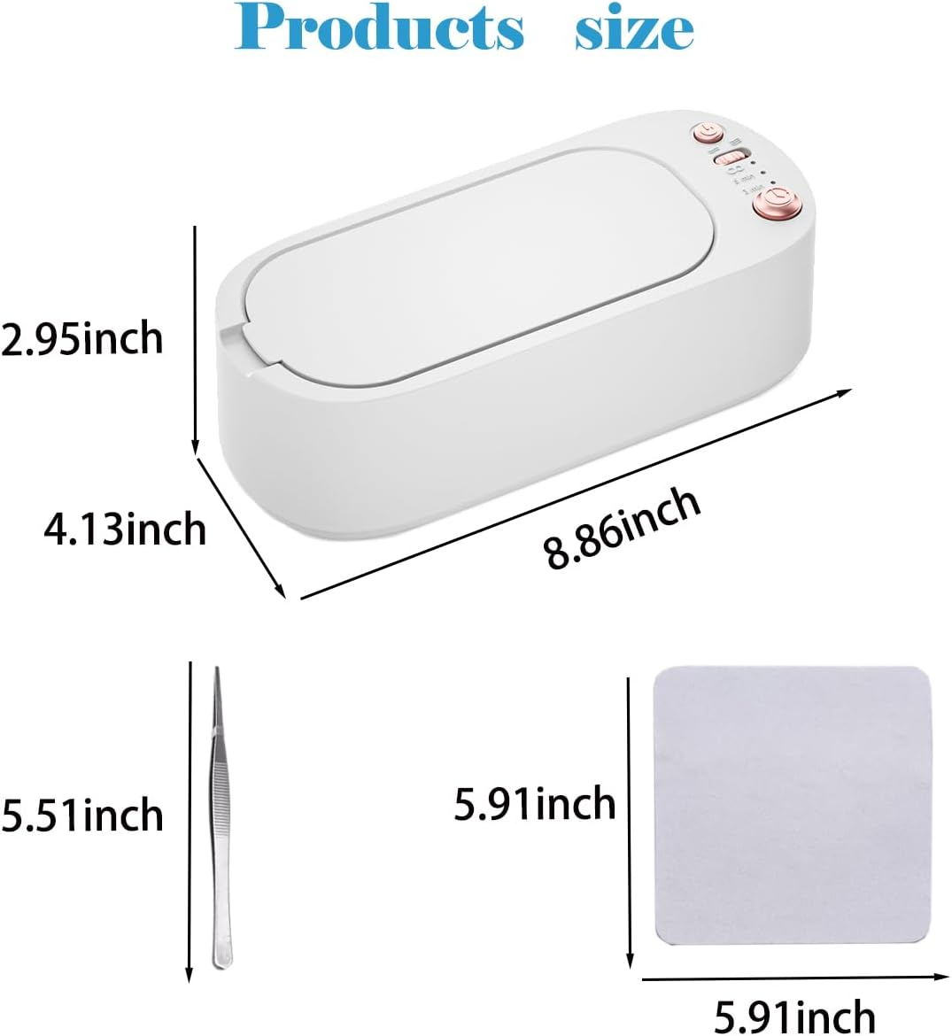 Fenikle Ultrasonic Cleaner, Portable Travel Ultrasonic Jewellery Cleaner with 3 Mode, Rechargeable 45Khz Makeup Brush Cleaner for Ring, Watch, Retainer Cleaner, Professional Glasses Cleaner.