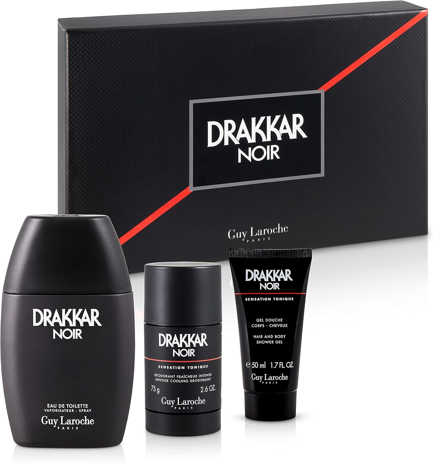 Guy Laroche Drakkar Noir for Men 3 Pc Gift Set - 3.4Oz EDT Spray, 2.6Oz Deodorant Stick, 1.7Oz Shower Gel image number 1