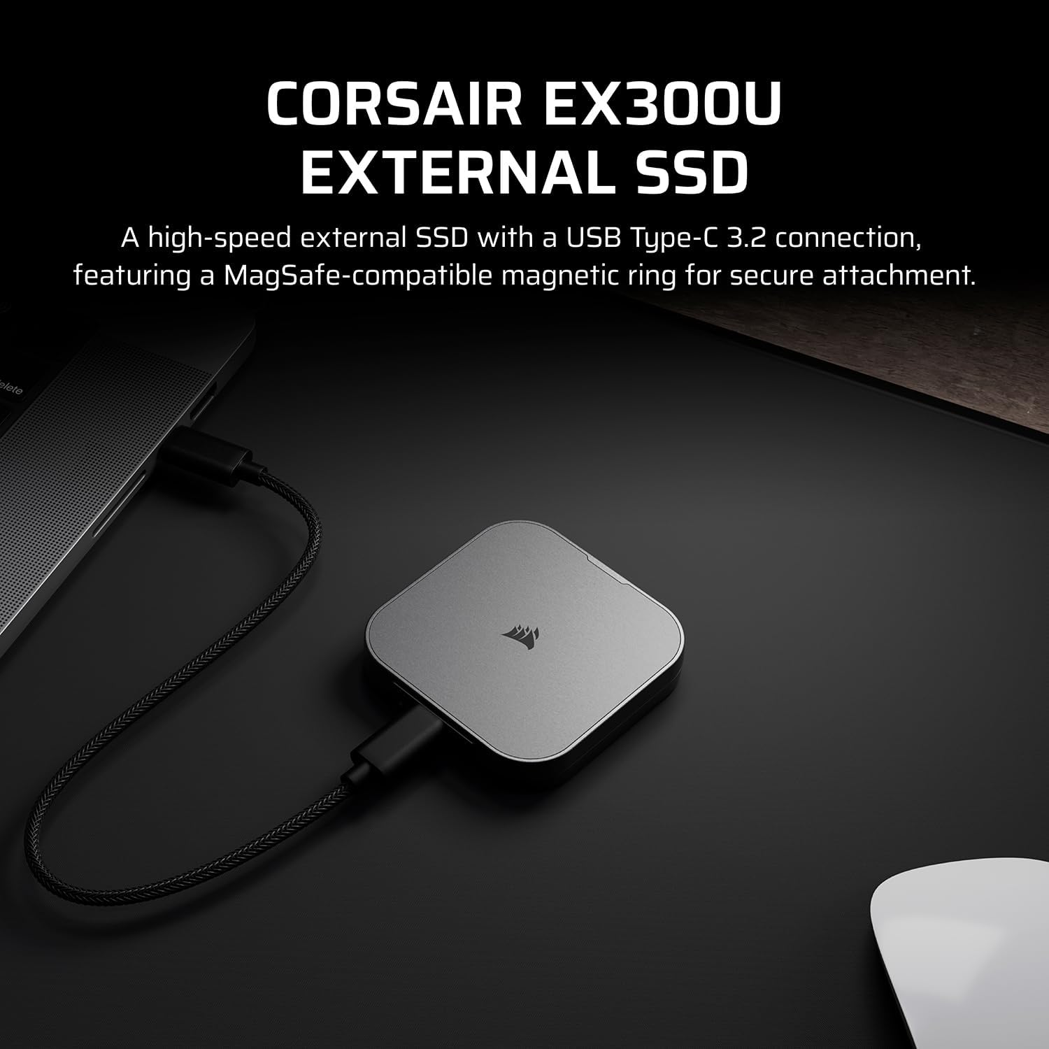 CORSAIR EX300U 2TB Portable External USB-C SSD &ndash; USB 3.2 Type-C Gen2 Connection, Plug and Play, Magsafe, Cable Included &ndash; Windows PC, Macos, Ios, Ipados, Android &ndash; Grey image number 4
