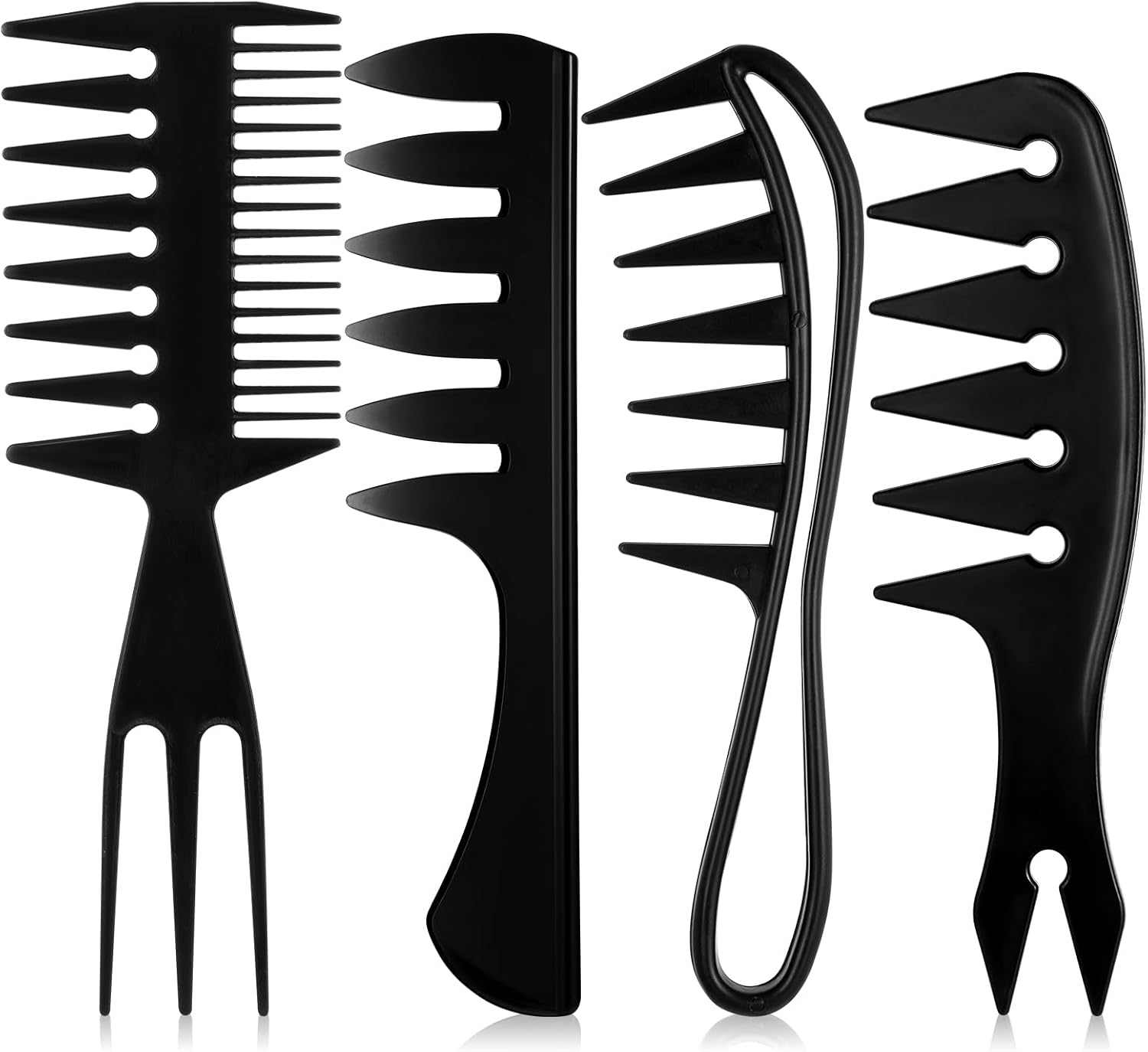 Gjinxi 4Pcs Hair Comb Styling Set for Men, Wide Tooth Double Side Tail Combs, Professional Hair Brush Retro Hairdressing Hairstylist Tools, African American Hair Care Style Barber Accessories