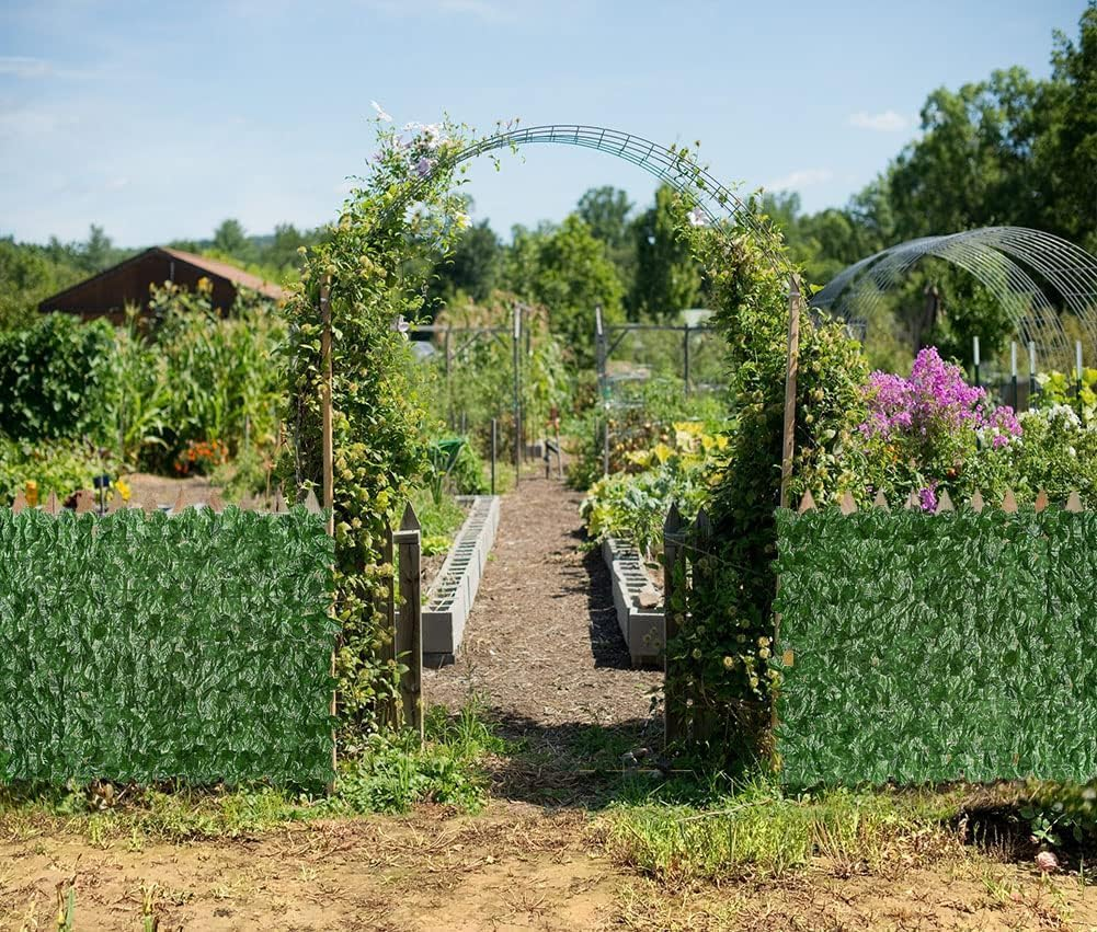Artificial Ivy Privacy Screen for Fence, 1 * 3M Strengthened Joint Prevent Leaves Falling Off, Faux Hedge Panels Greenery Vines (Green Maple Leaf B) image number 6