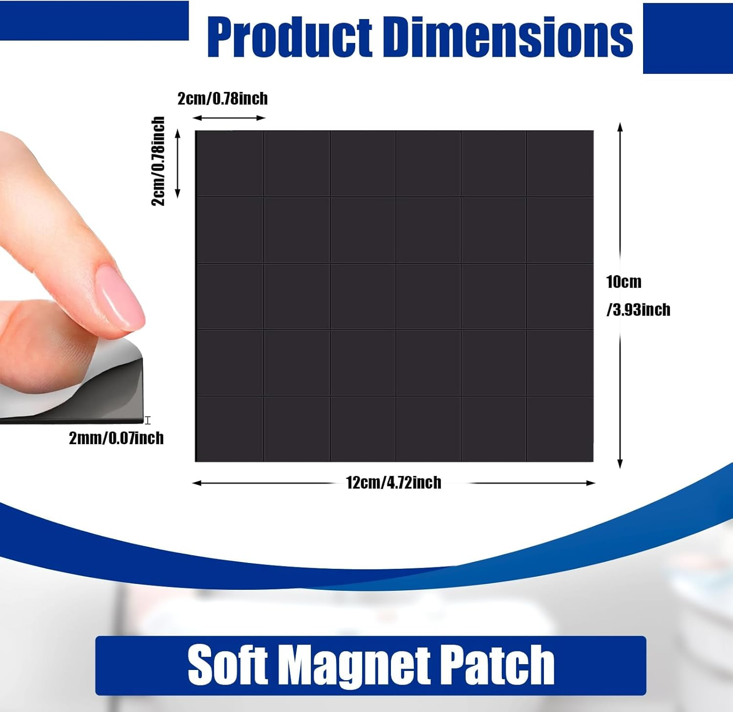 Adhesive Magnets, 90 Pcs Square Magnets, Magnets with Adhesive Backing for Crafts, Light Objects, Fridge Organisation, Die Storage image number 4