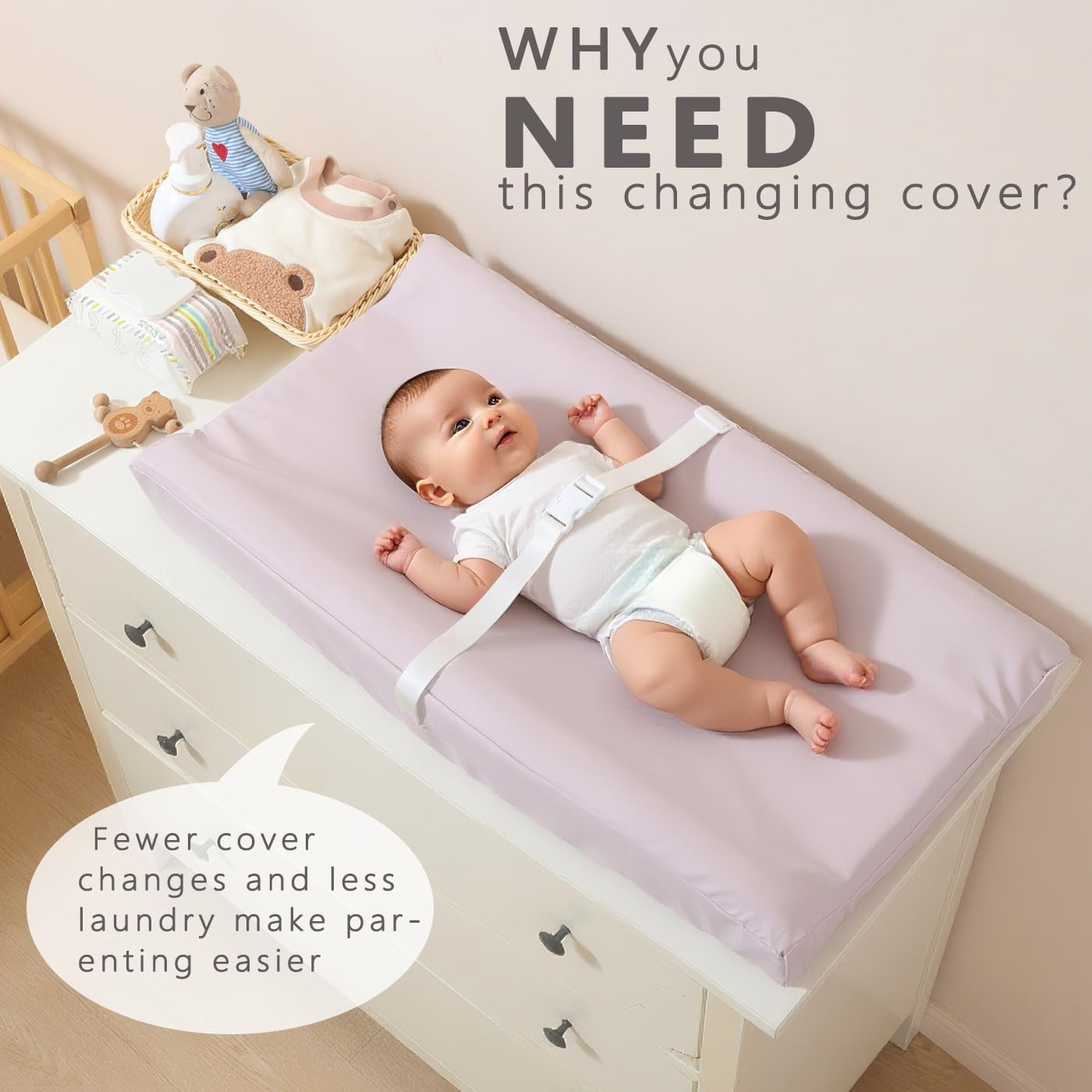 Vegan Leather Baby Changing Pad Covers for Girl, Boy, Waterproof & Wipeable Soft Diaper Changing Mat Cover.Fits Standard Changing Pads with Dimensions of 32" X 16". (Green) - Green image number 5