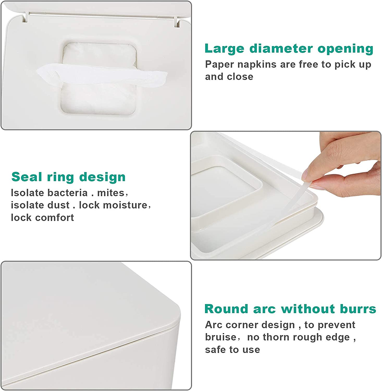 Tissue Storage Box Case Wet Wipes Dispenser Holder with Lid for Home Office image number 1