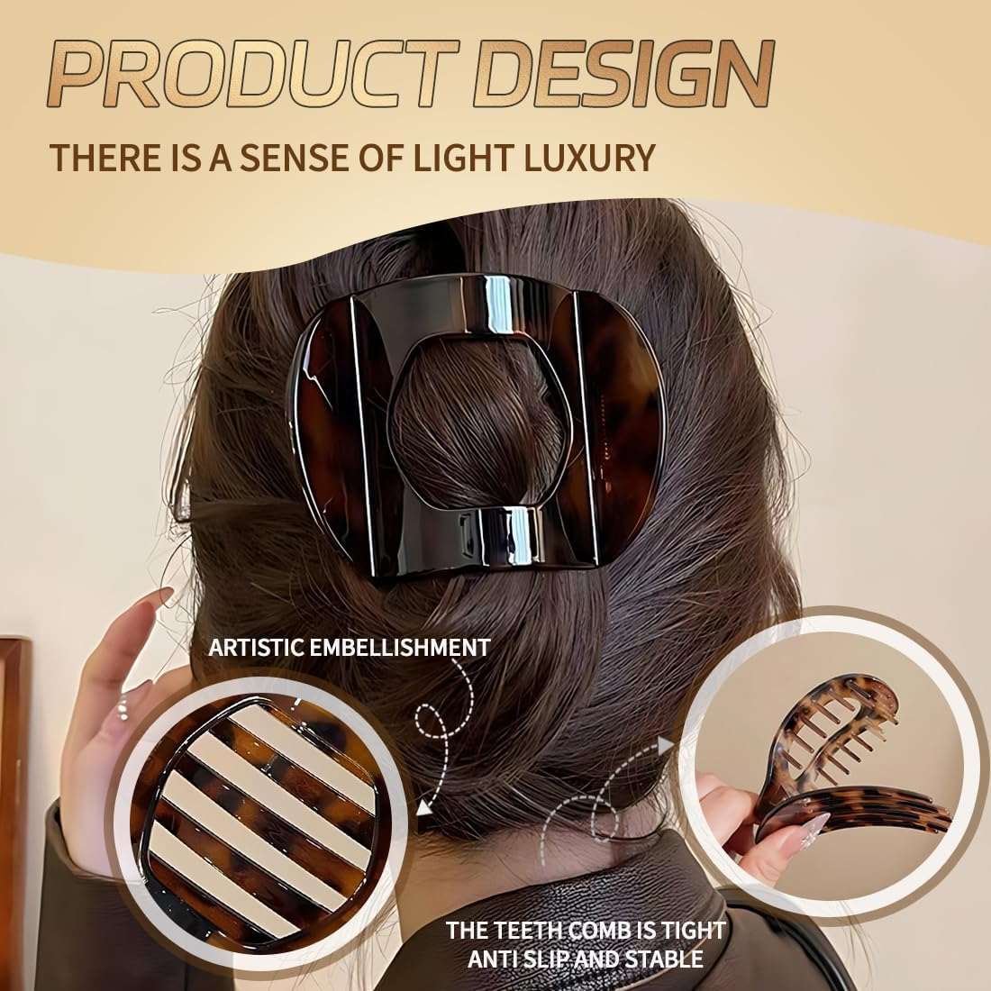 GGUFAY 6 X Women'S Hair Clips, Large French Hair Clips, Non-Slip Hair Clips, Elegant for Women and Girls image number 2