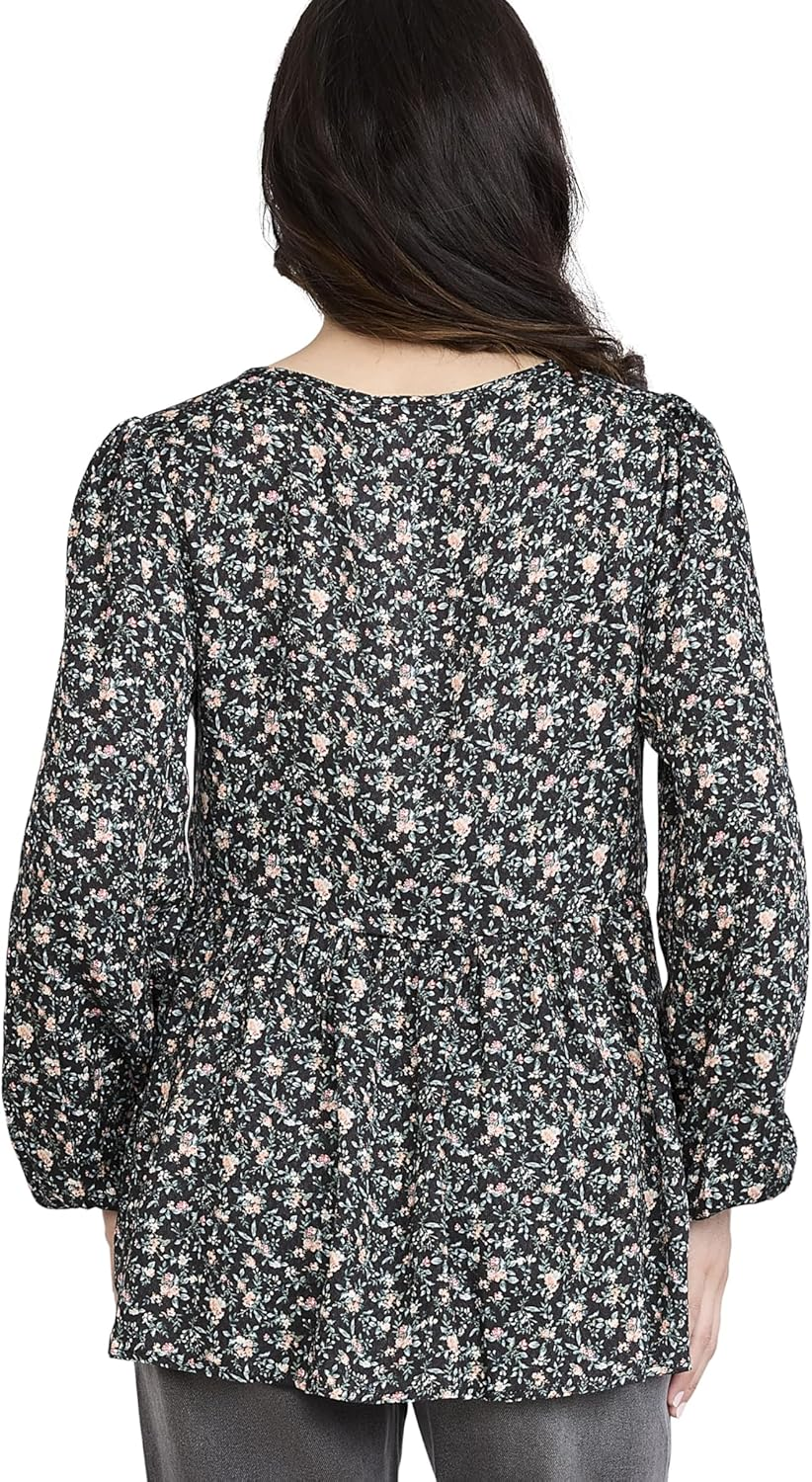 Motherhood Maternity Women'S Long Sleeve Empire Waist Keyhole Woven Pregnancy Blouse image number 3