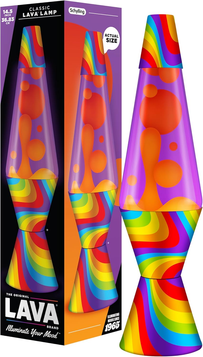 Lava Lamp 2117, Orange Wax, Blue Liquid, Silver Base and Cap, Original 14.5 Inch Lava&reg; Motion Lamp to Illuminate Your Mood - Blue/Clear image number 4
