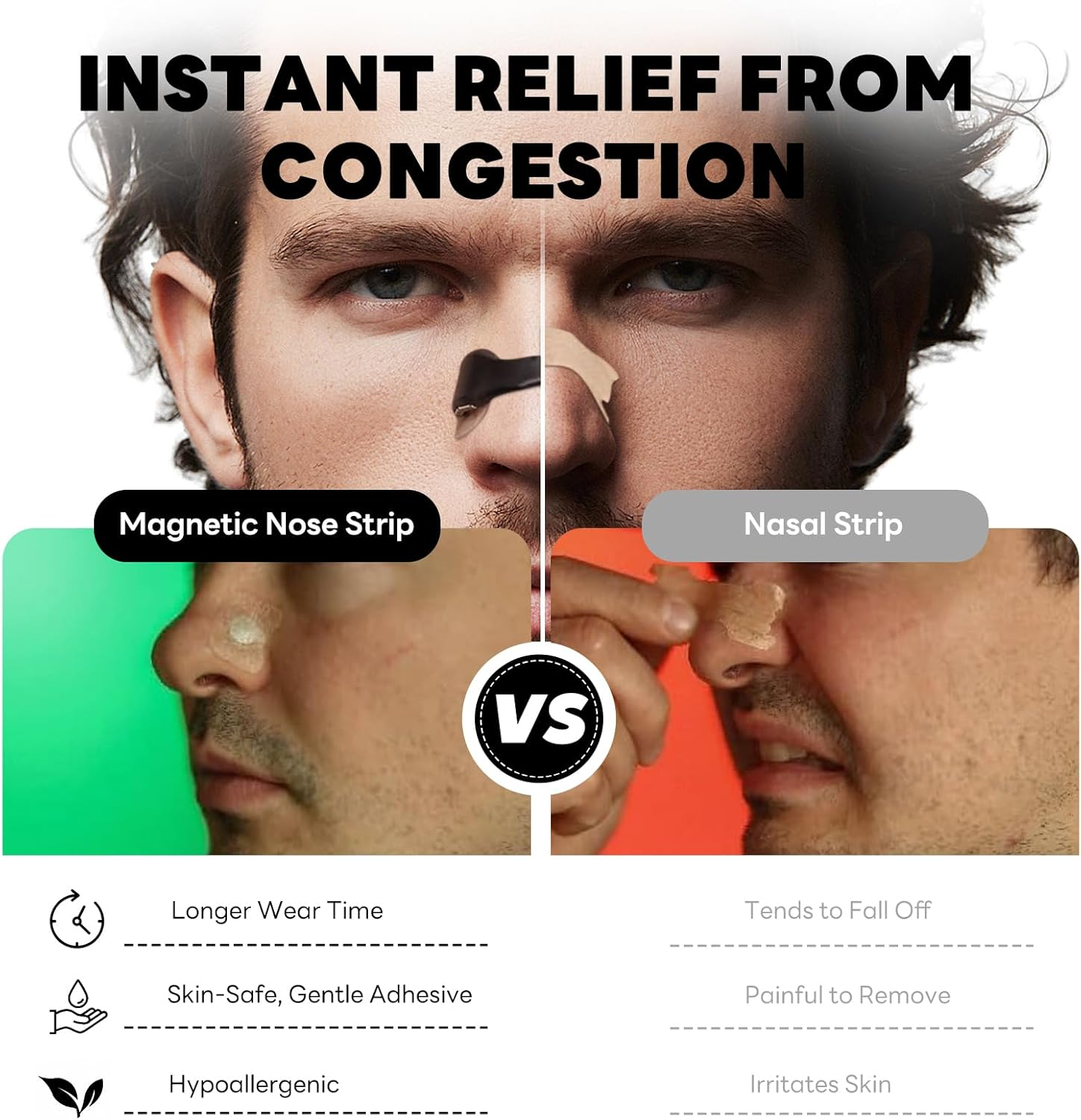 Nozibye Magnetic Nose Strip, Value Pack (Black, 30 Pairs) for 30 Days - Magnetic Nasal Strips to anti Snoring, Breathing Better & Sleep Deeper image number 3