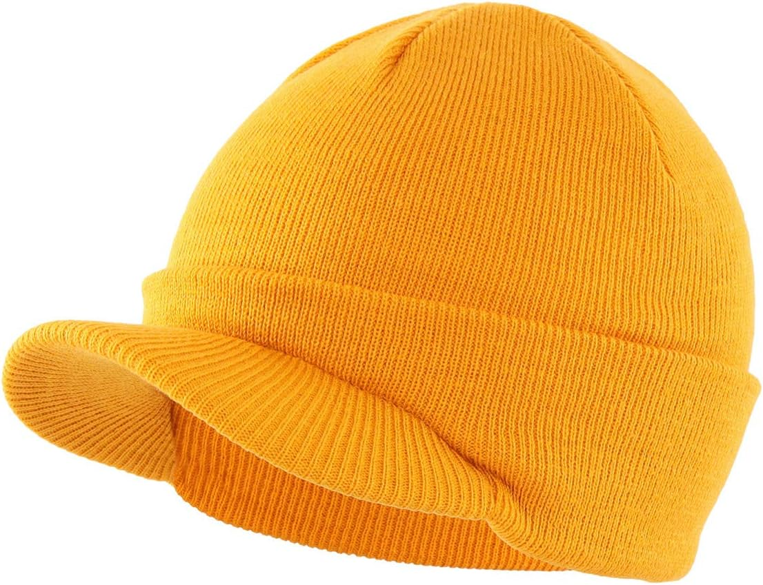 Magracy Unisex Men'S Warm Visor Beanie Outdoor Double Knit Hat with Peak Winter Hat - Amy Green image number 5