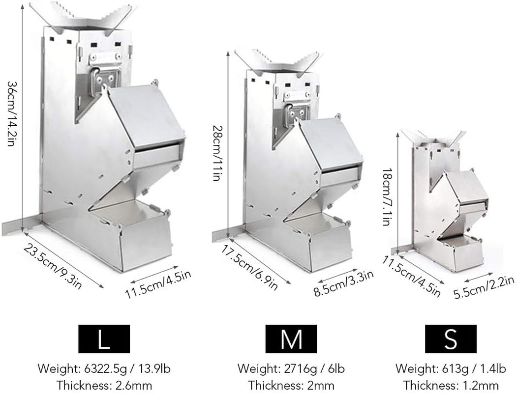 Outdoor Collapsible Wood Burning Stove Detachable Portable Stainless Steel Rocket Stove Camp Tent Stove GTRH image number 4