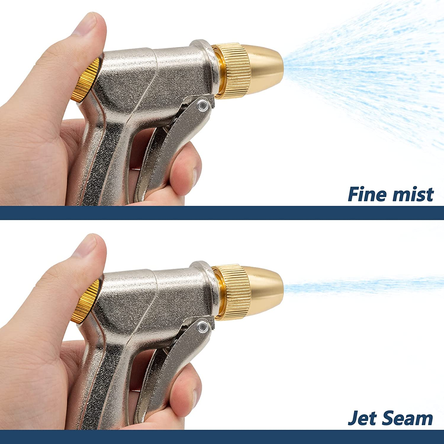 DERASL Garden Hose Gun,Spray Gun Garden Hose Nozzle 100% Metal with Adjustable Water Flow for Car Wash,Showering Pets and Watering Plant Pressure Washer Accessories image number 2