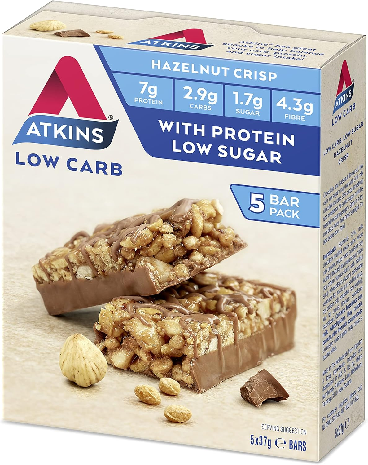 Atkins Day Break Chocolate Hazelnut Crisp Bar 185 G image number 6