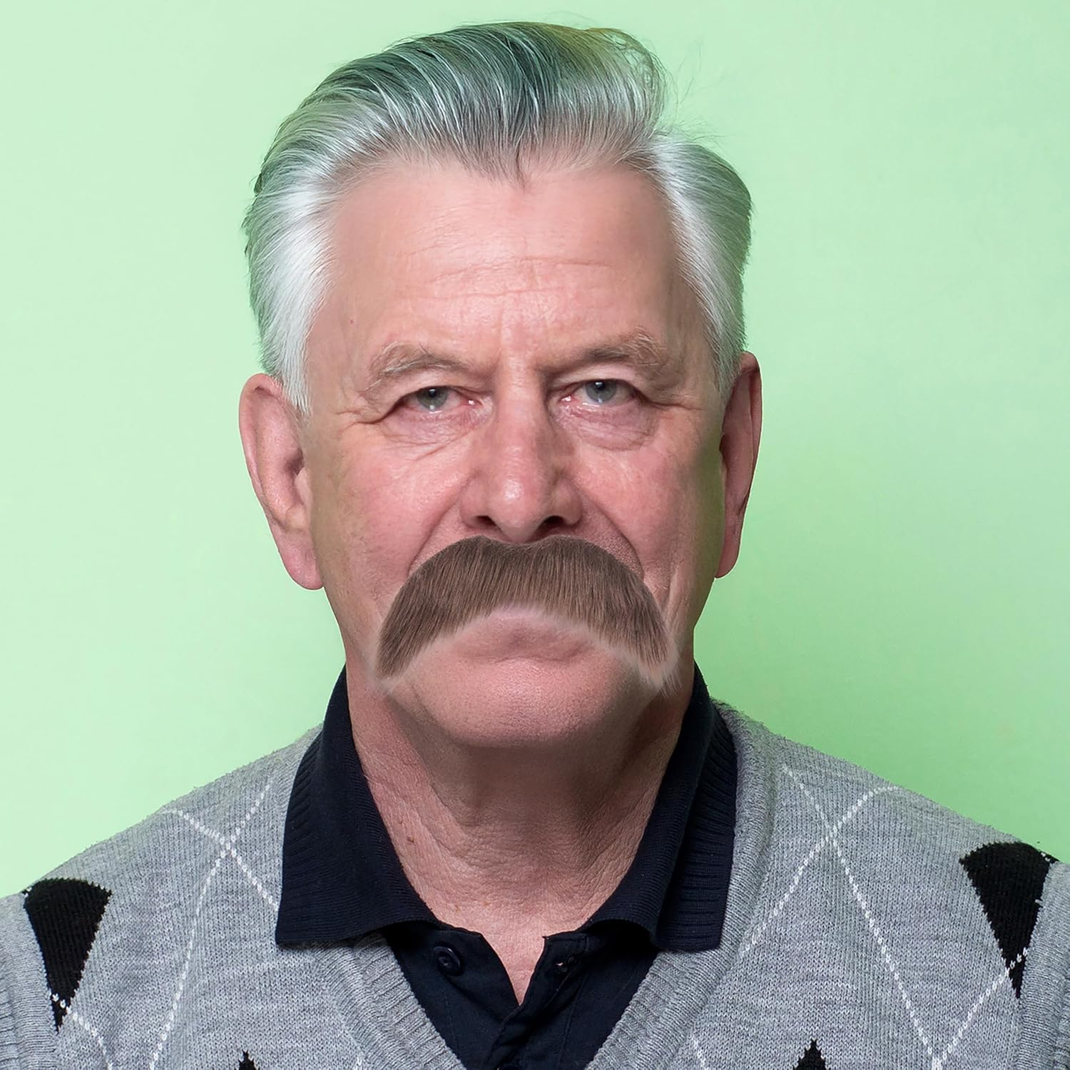 Cosela Fake Mustache Brown Self Adhesive Cosplay Halloween Party Fake Facial Hair